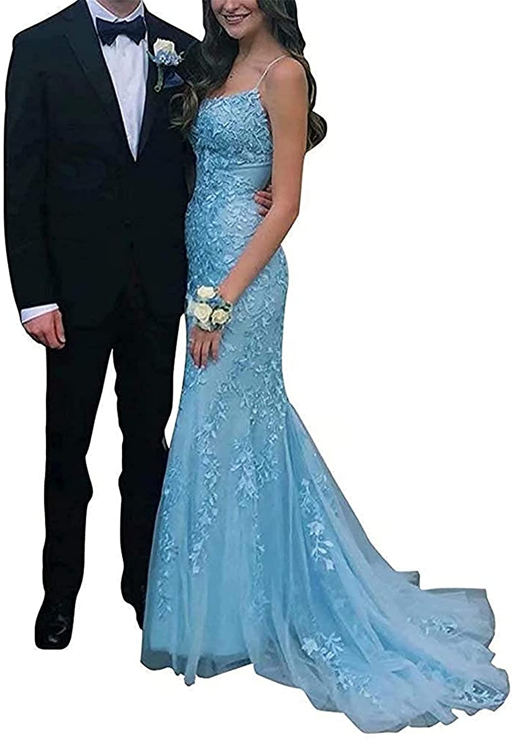 Elegant Lace Appliques Tulle Bridesmaid Dresses with Spaghetti Straps - Mermaid Prom Dresses for Women | Perfect for Weddings, Formal Events & Special Occasions