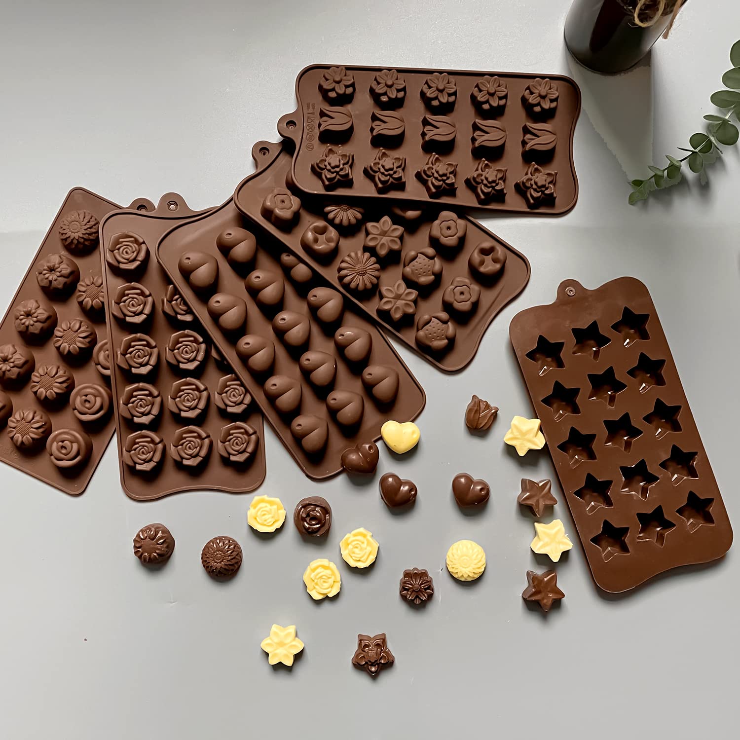 Premium Silicone Chocolate Molds for Baking - Reusable Candy, Cake & Jelly Pudding Molds - Perfect for DIY Desserts, Party Treats & Holiday Baking Gifts