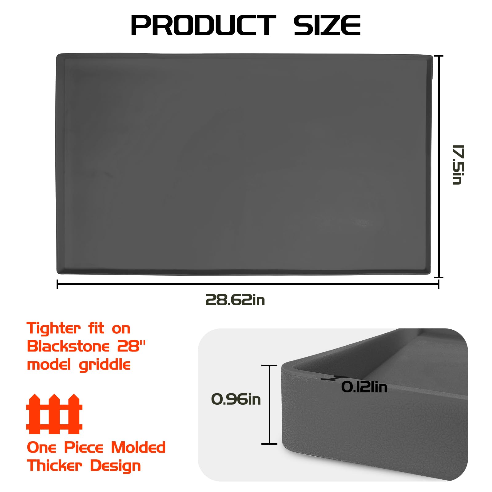 Heavy Duty Food Grade Silicone Griddle Mat for Blackstone 28 Inch (Fits 28