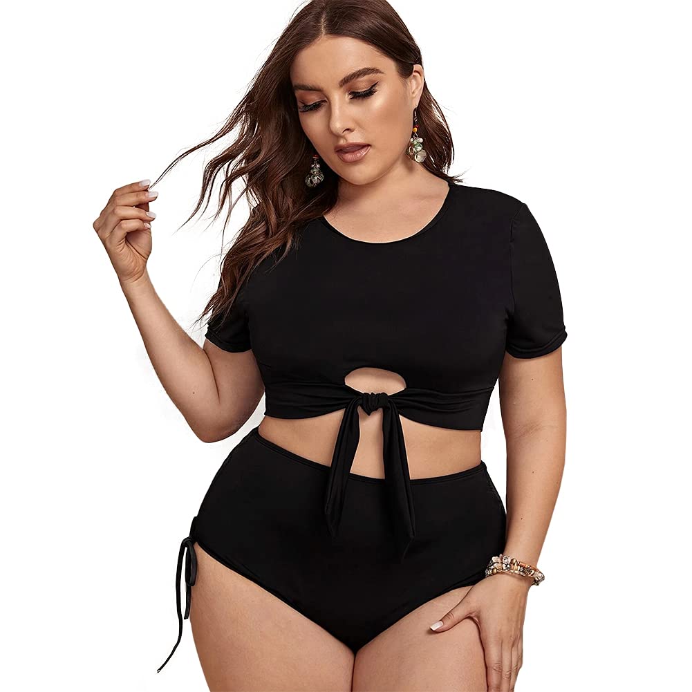 ALLABREVE Plus Size Women's Tankini Swimsuit 2-Piece Set with Flowy Swim Dress & Shorts - Comfortable Beachwear for Swimming, Vacation and Summer Activities