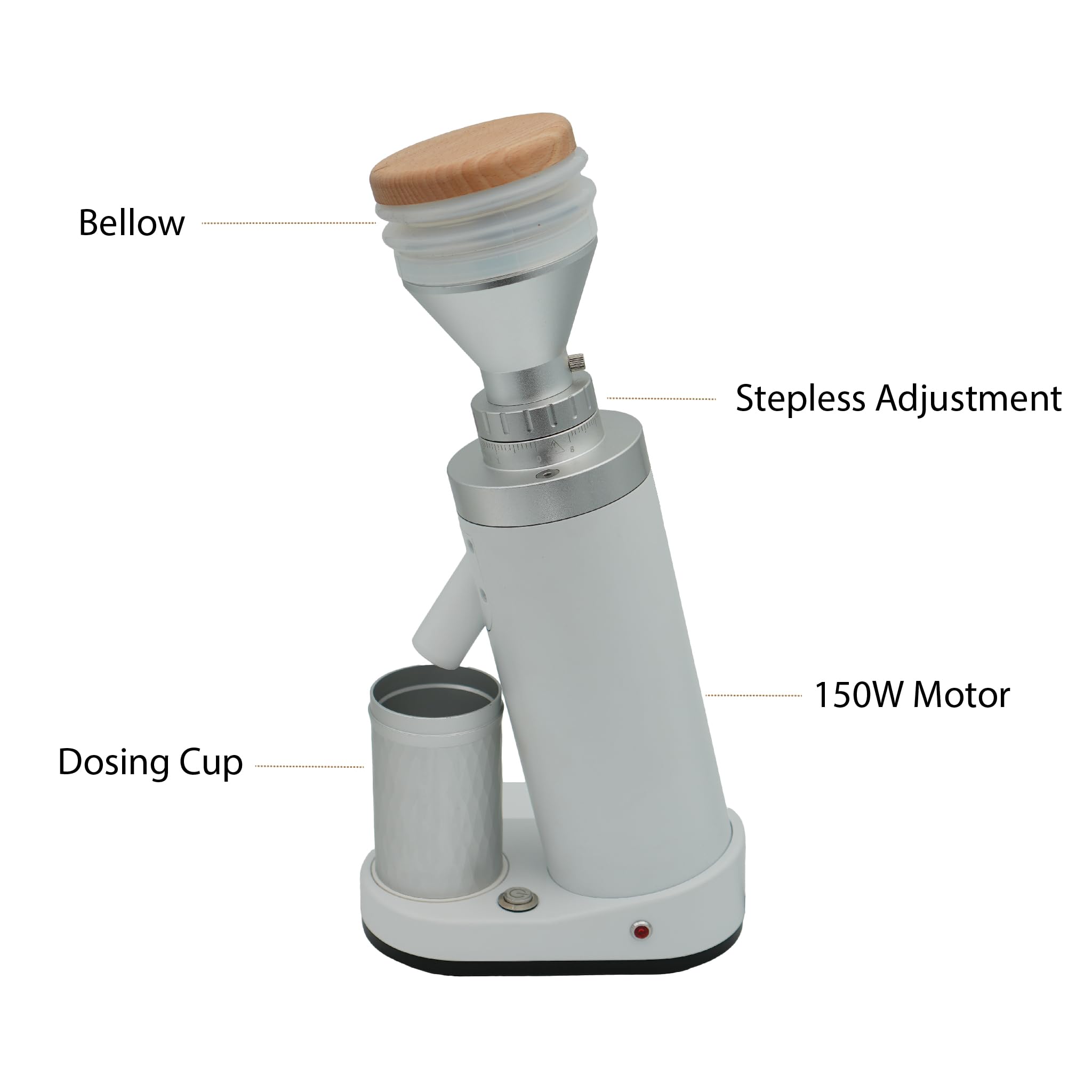 Premium D40+ Single Dose Coffee Grinder - White | Electric Burr Grinder for Espresso & Pour Over | Perfect for Home Baristas & Coffee Enthusiasts
