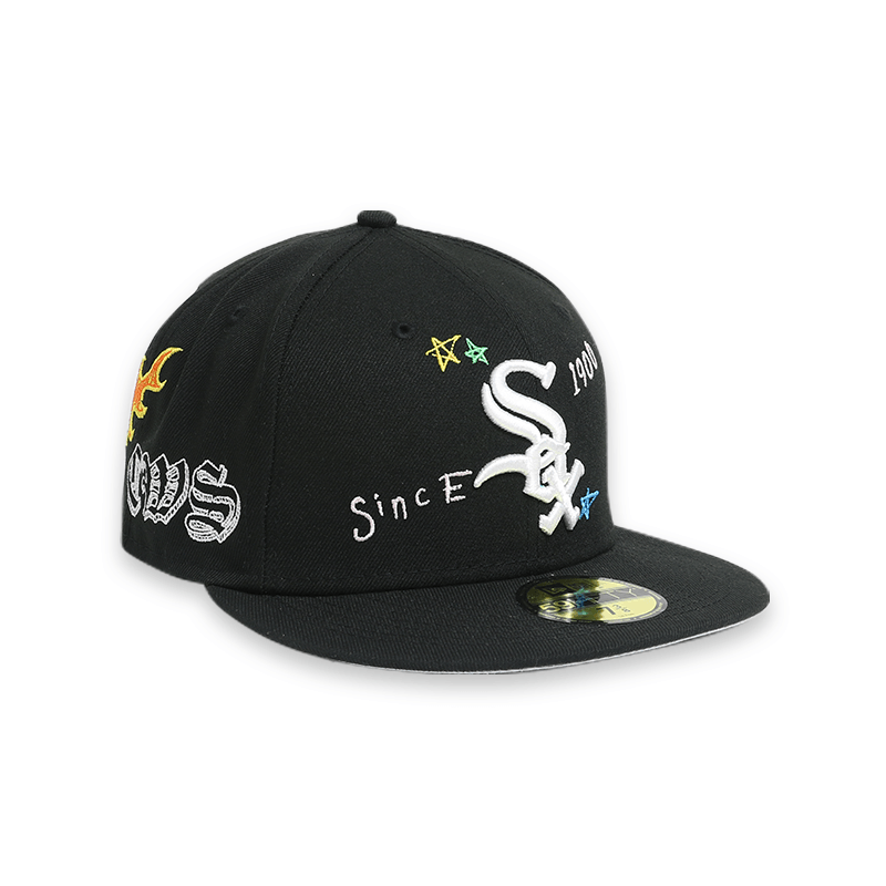 Chicago White Sox Scribble Black 59FIFTY Fitted Hat for Men - Official MLB Baseball Cap for Games, Streetwear & Sports Fashion
