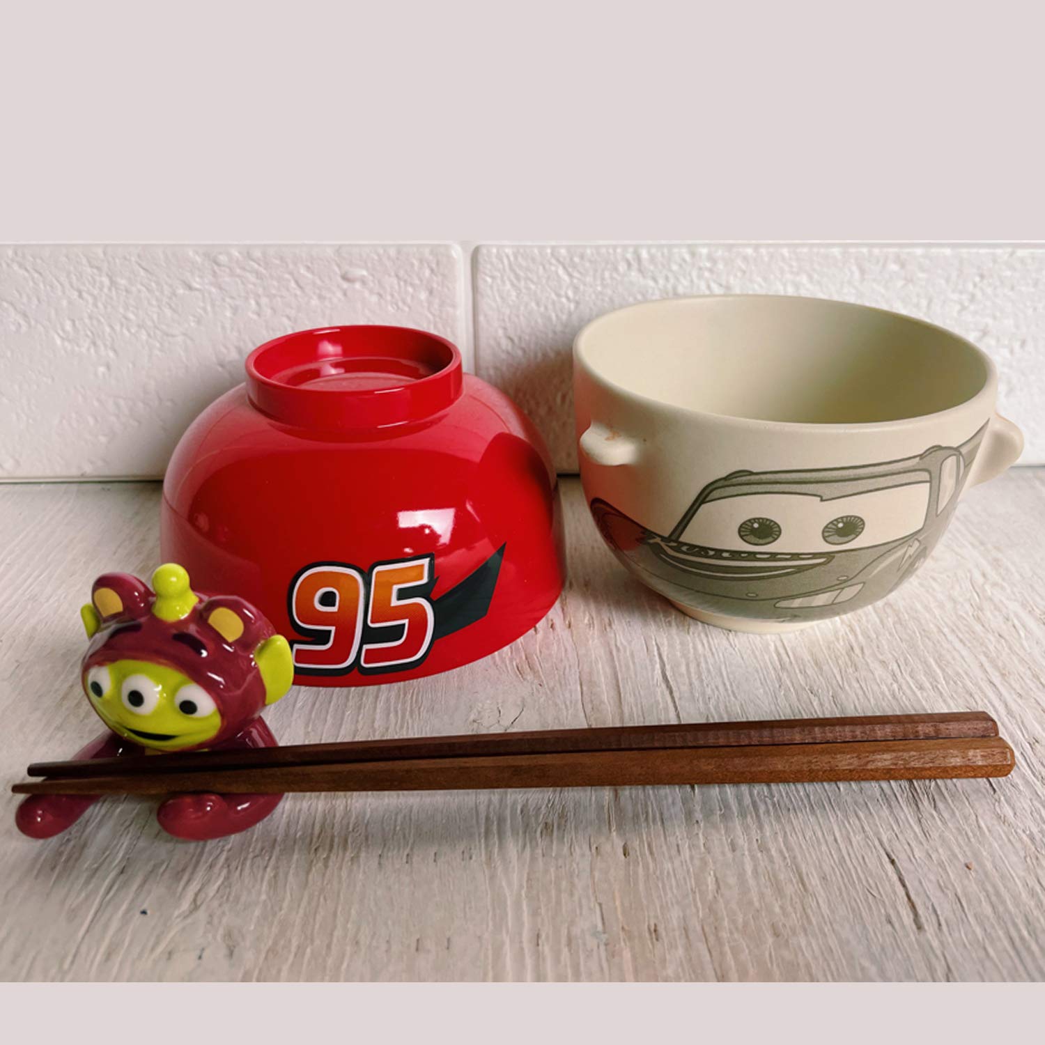 Disney Pixar Cars Lightning McQueen Soup & Rice Bowl Set for Kids - Mini SAN2186 - Perfect for Kids' Meals, Snacks, and Party Tableware