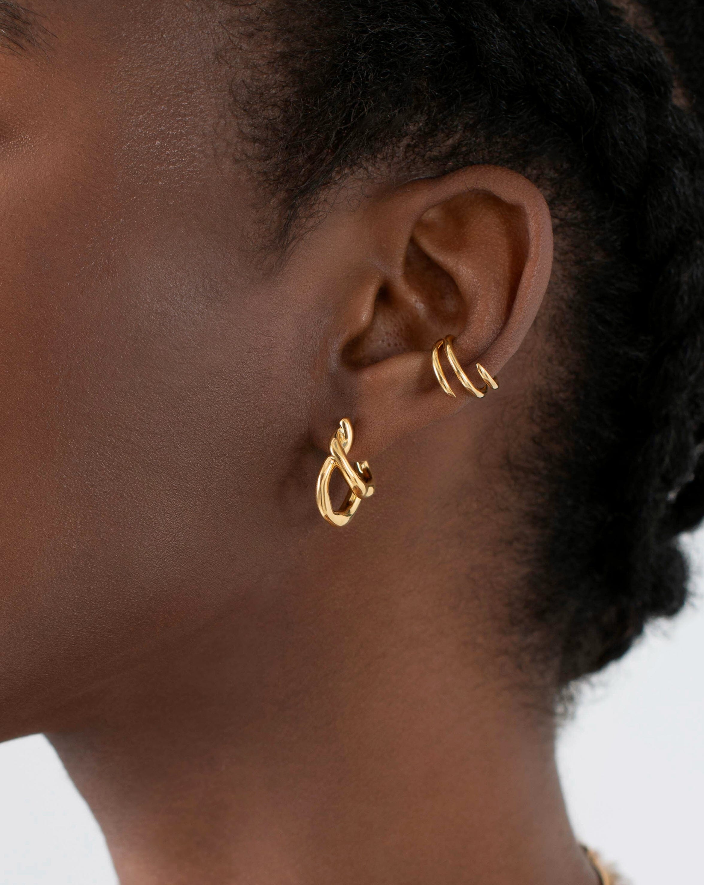 Stylish Molten Twisted Small Double Hoop Earrings for Women - Trendy Gold & Silver Layered Hoop Earrings for Everyday Wear, Date Night & Special Occasions