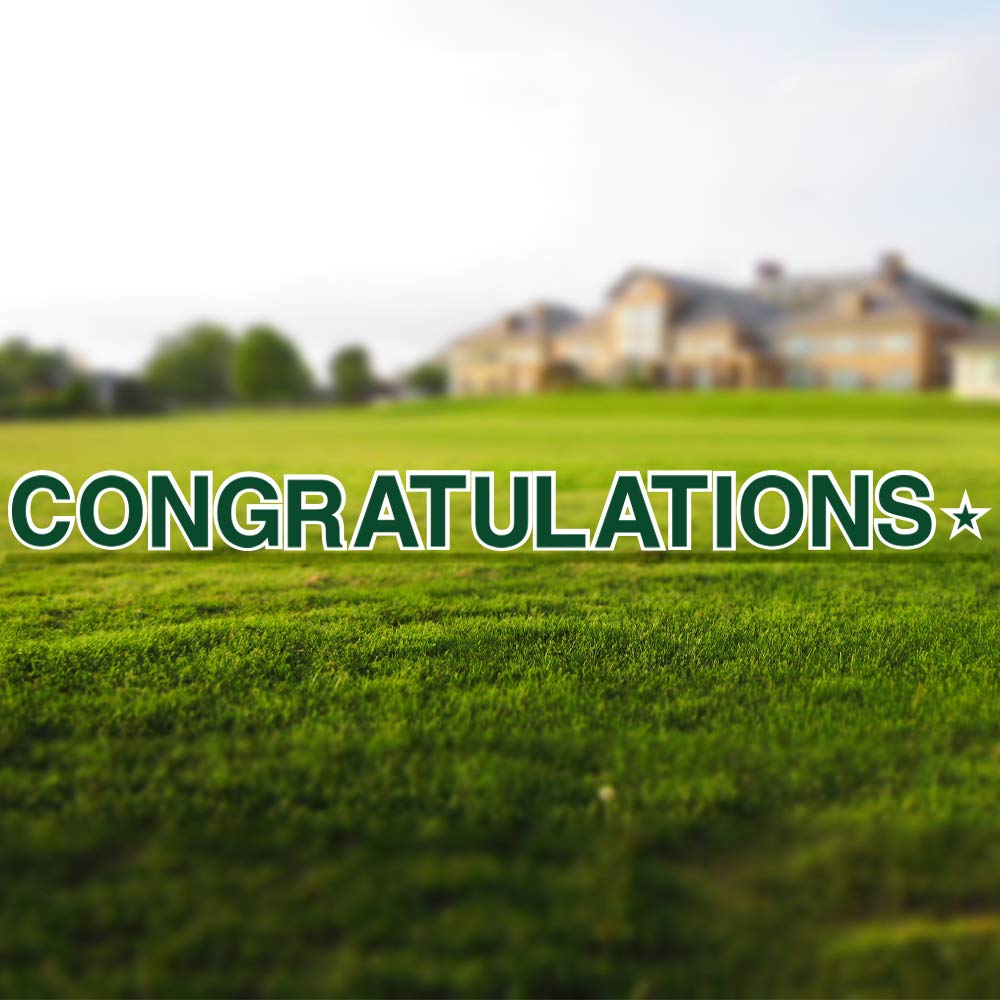 Vispronet 18in Tall Congratulations Yard Sign with Stakes - Weather-Resistant Outdoor Sign for Graduation, Birthday & Special Events - Durable Steel Stakes & Forest Green Yard Decorations - Perfect for Front Lawn, Backyard Celebrations & Party Decor