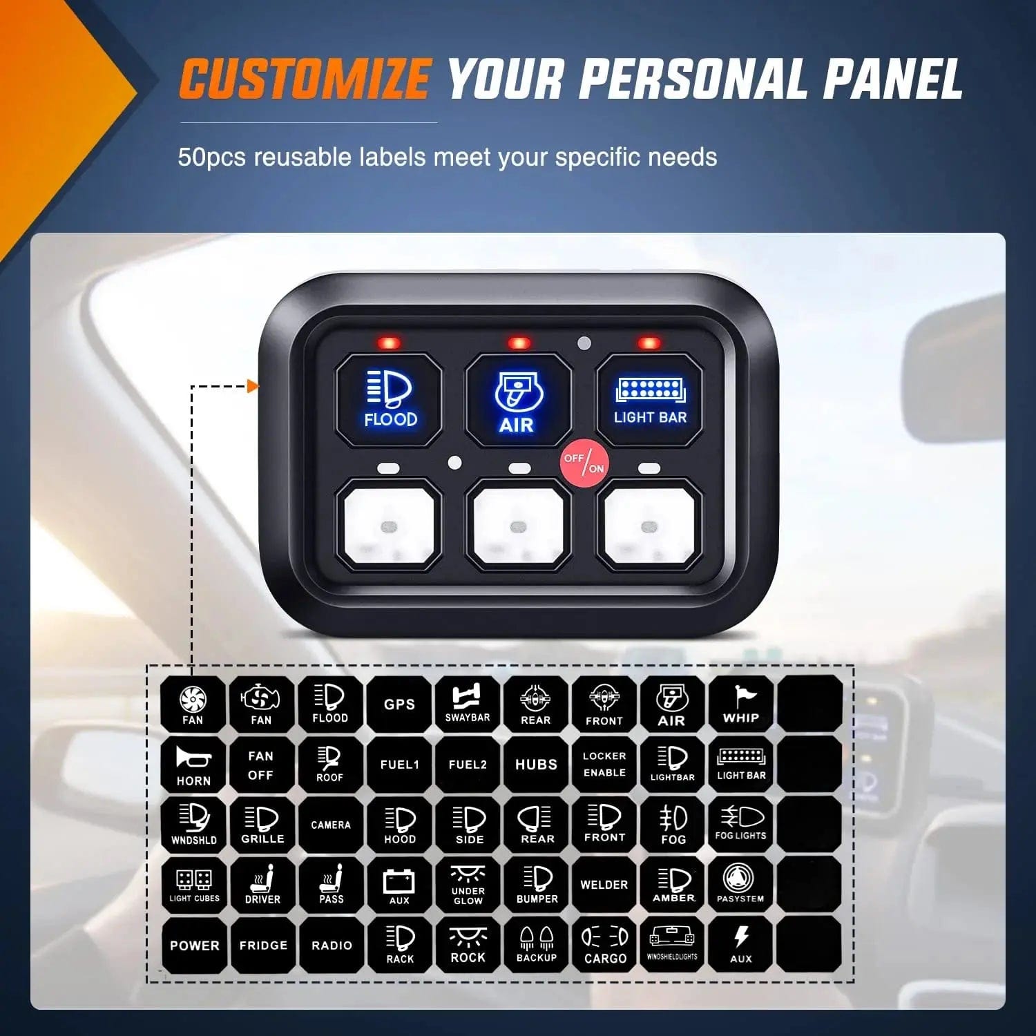 6 Gang Multifunction Blue Rocker Switch Panel System - Marine, RV, Truck & Boat Control Panel for Easy Electrical Management