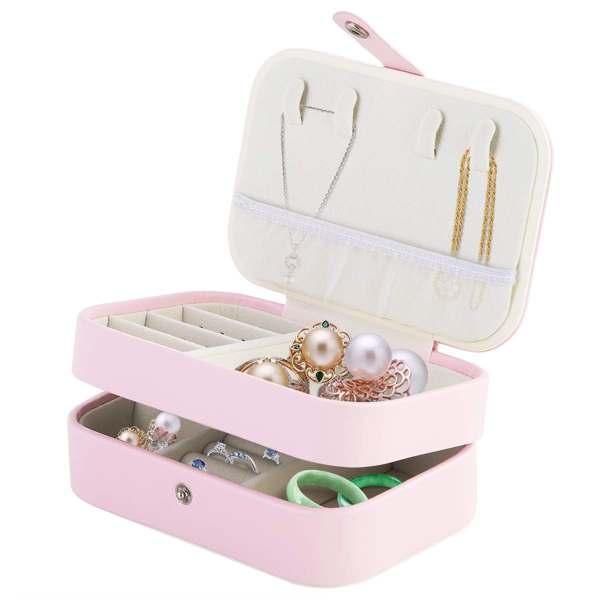 FAMKIT Plastic Jewelry Organizer Box - Portable Dual Layer Travel Jewelry Case for Earrings, Rings, Necklaces & Accessories | Perfect for Travel, Home Storage & Gift Giving