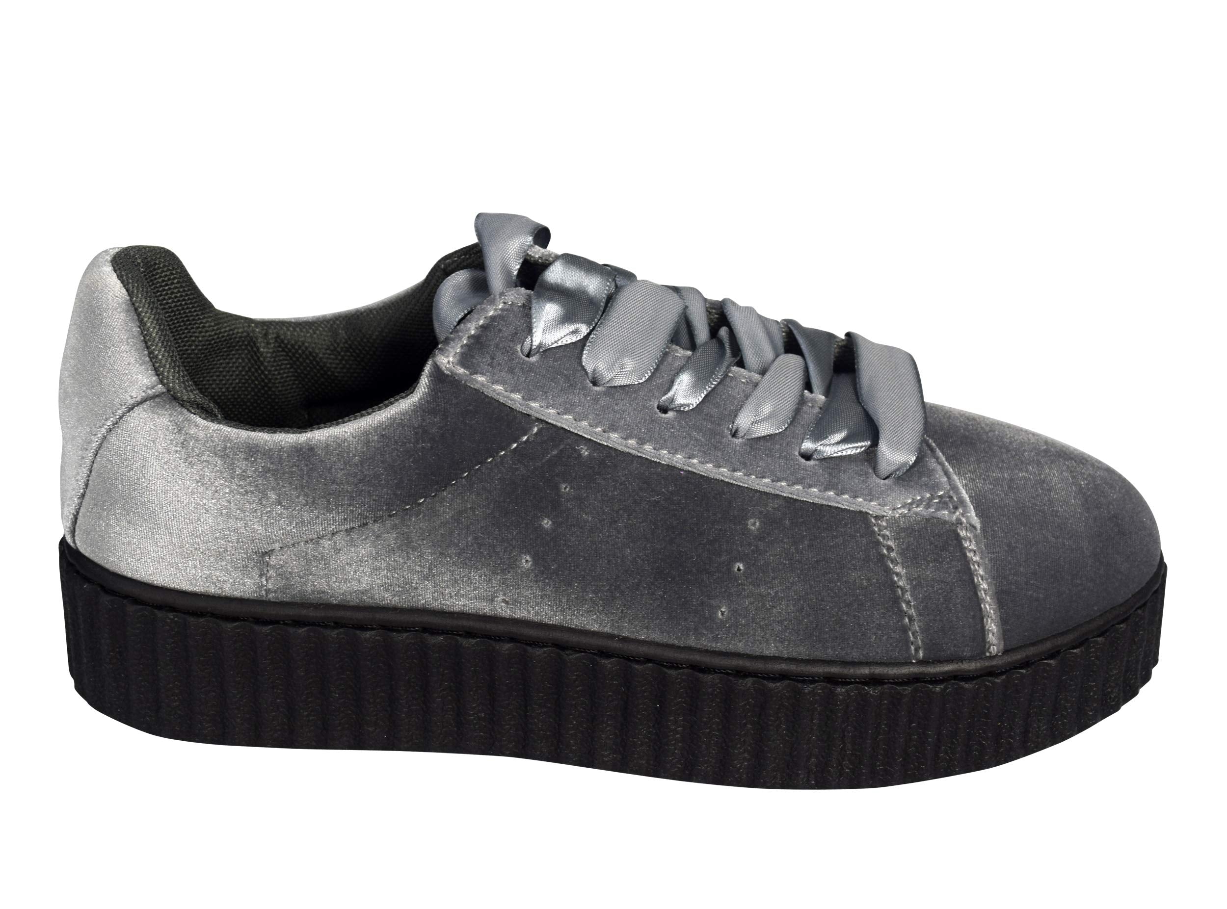 Women's Fashion Sneakers - Suede Flat Platform Lace-Up Casual Shoes for Walking, Work & Everyday Wear
