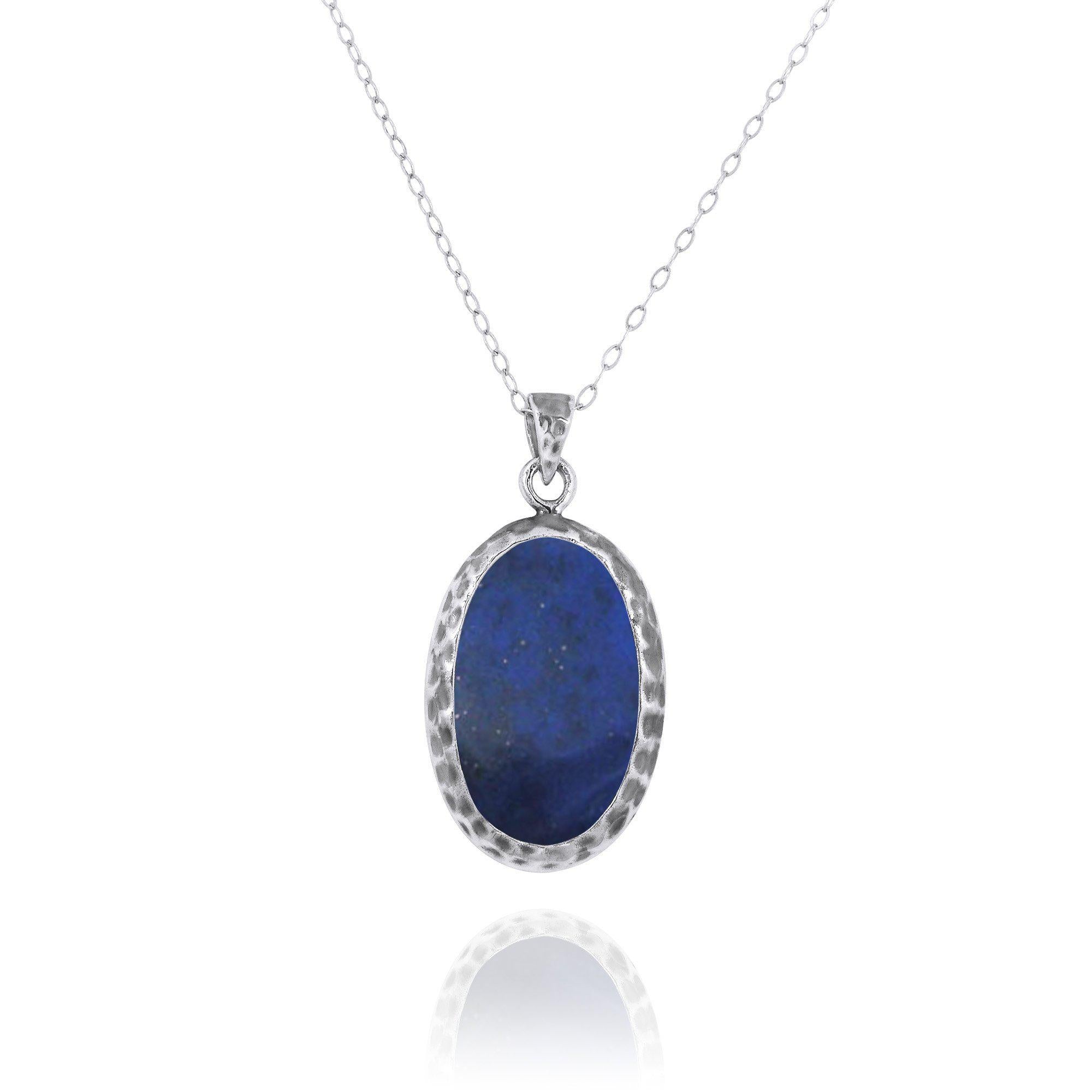 Handmade Lapis Lazuli Oxidized Silver Pendant Necklace - Spiritual Healing Jewelry for Meditation & Yoga Gifts