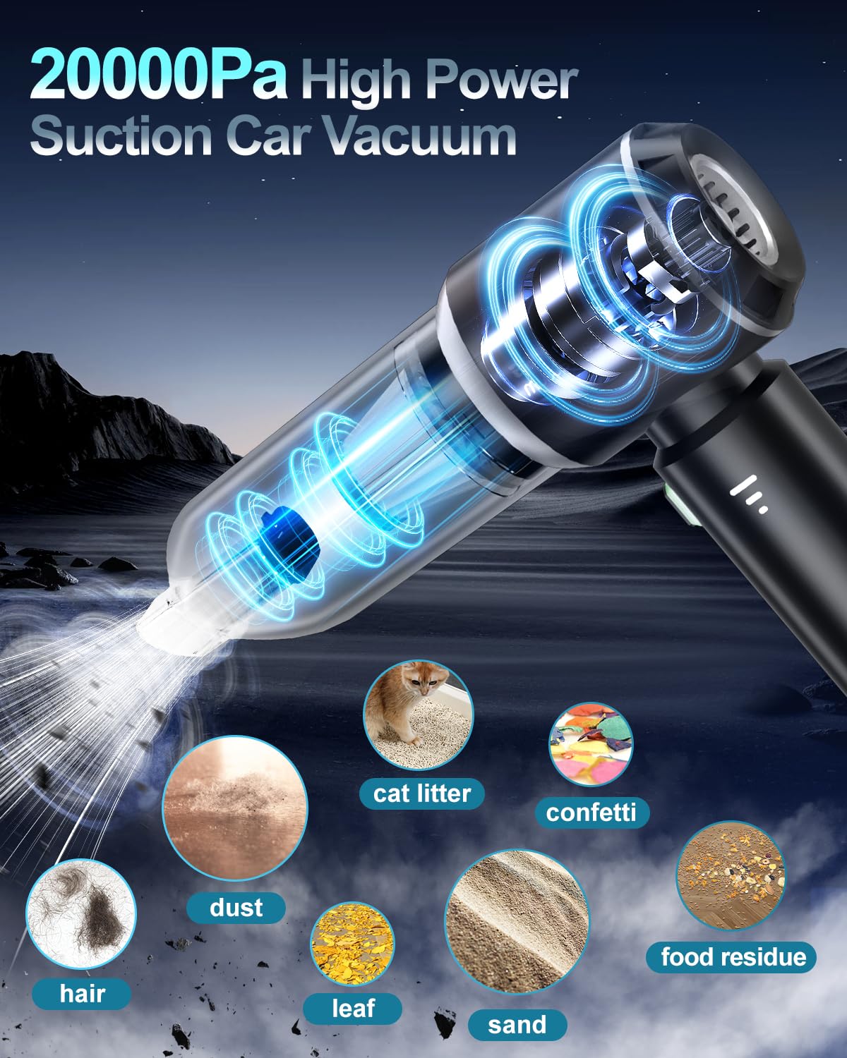 Cordless Handheld Car Vacuum Cleaner - 18000Pa Powerful Portable Vacuum for Car, Home & Office Cleaning
