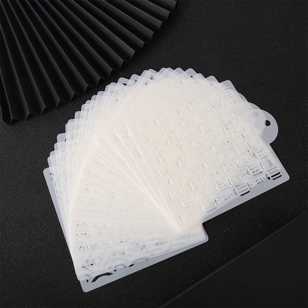 16-Piece Barista Coffee Decorating Stencils - Metal Coffee Art Molds for Latte, Mousse, Cupcakes & Birthday Cakes - Professional Barista Tools for Home & Cafe Use