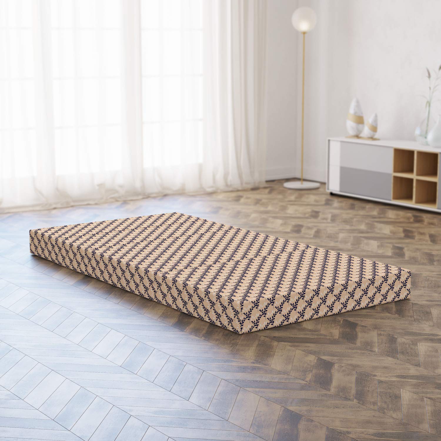 Ambesonne Abstract Foldable Mattress - Gardening Plants Herbal Print - 74.8