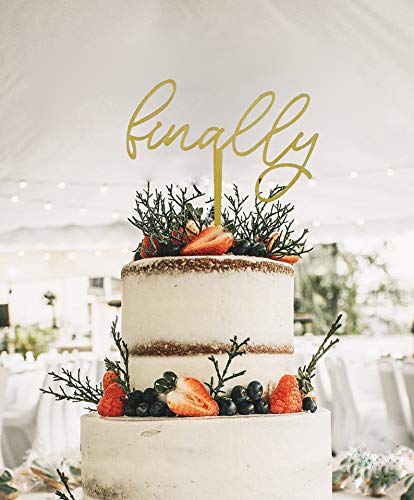 Rustic Wooden Finally Cake Topper - Wedding, Bridal Shower & Congratulations Cake Decoration - Handmade DIY Cake Topper for Wedding Cakes, Anniversary Cakes & Special Occasions