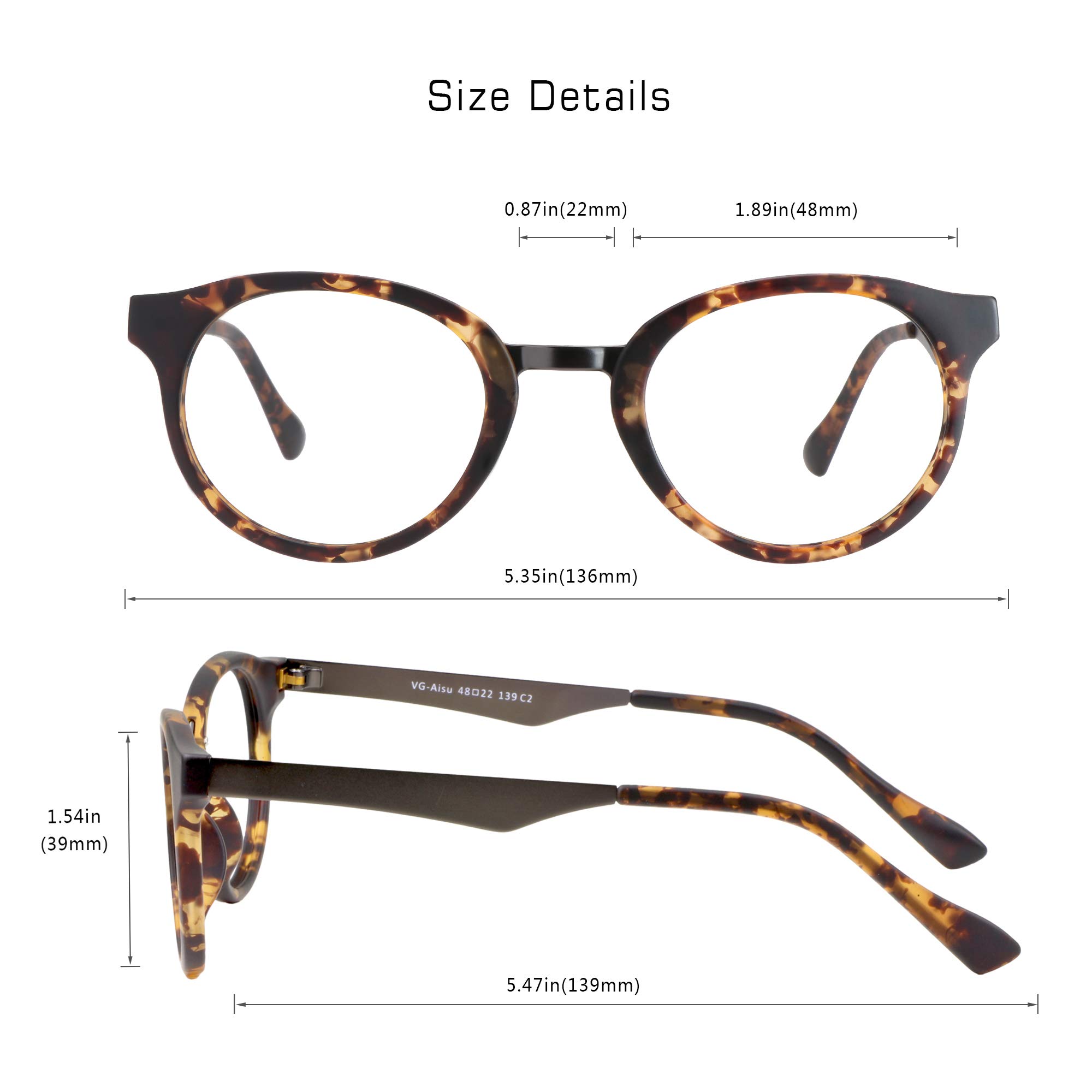 VisionGlobal Blue Light Blocking Glasses for Women & Men - Anti Eye Strain Computer Reading Glasses with Oval Tortoise Frame (1.00 Magnification) - Perfect for Office Work, Gaming & Screen Time