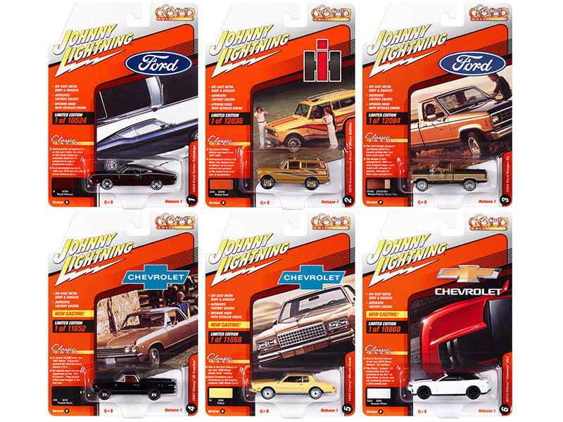 Johnny Lightning 1/64 Scale Diecast Model Cars - Classic Gold Collection 2022 Set B (6-Piece) | Limited Edition Collectible Toy Cars for Display, Racing Games & Gift Giving
