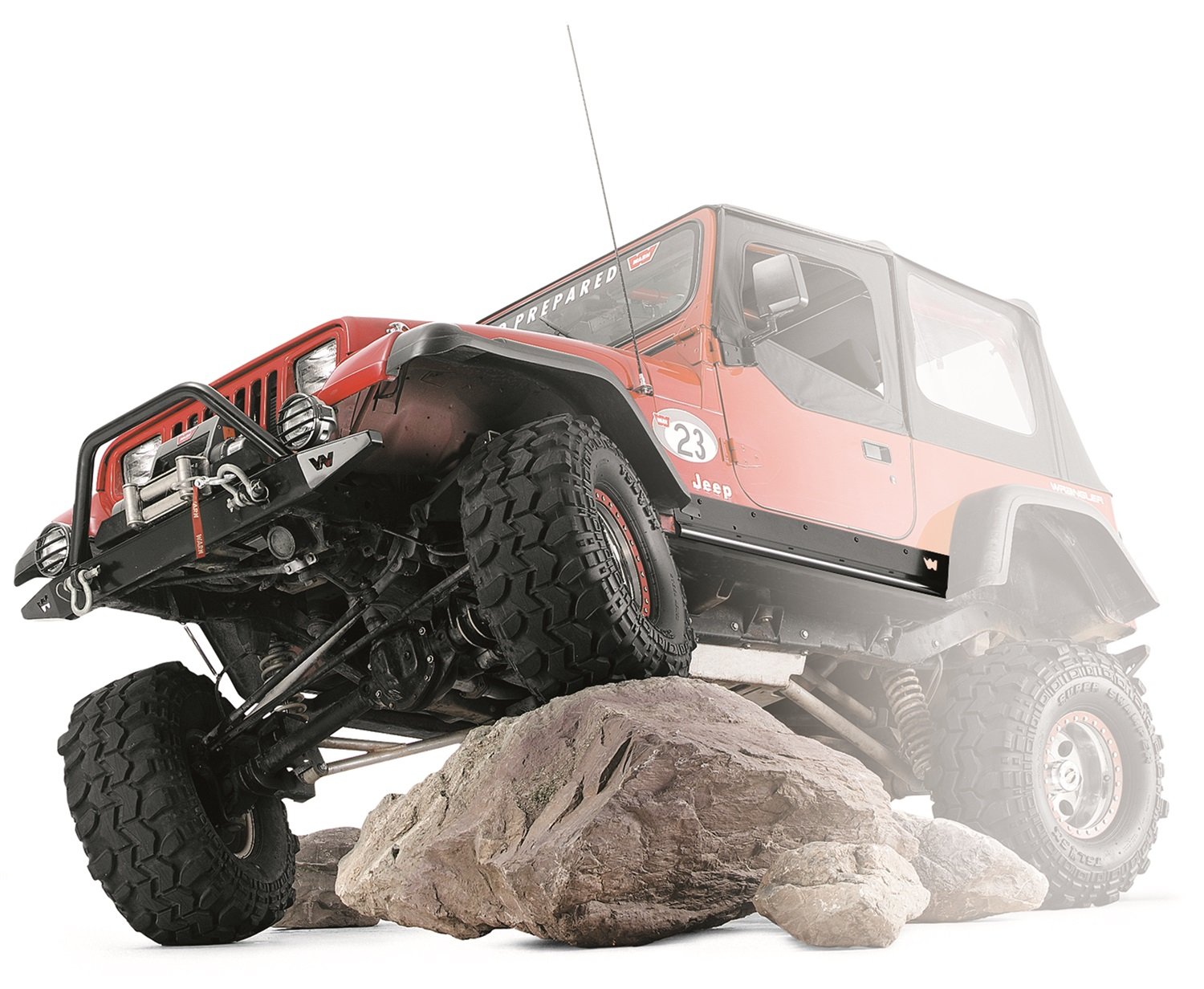 WARN 71500 Heavy Duty Steel Rock Sliders for Jeep Wrangler TJ (2003-2006) - Off-Road Side Protection & Step Bars for Adventure & Trail Riding