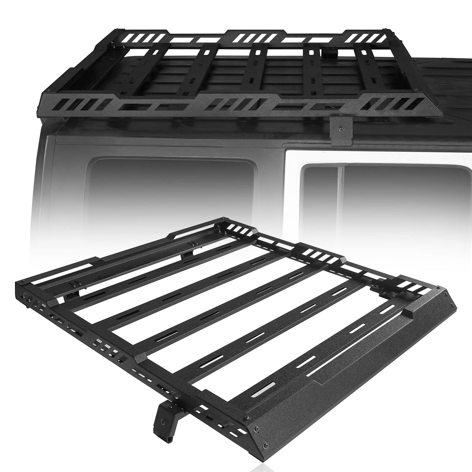 Hooke Road Heavy Duty Roof Rack Cargo Basket for 2007-2018 Jeep Wrangler JK Unlimited 4-Door | Durable Aluminum Luggage Carrier | Perfect for Camping, Off-Road Adventures & Outdoor Gear Storage