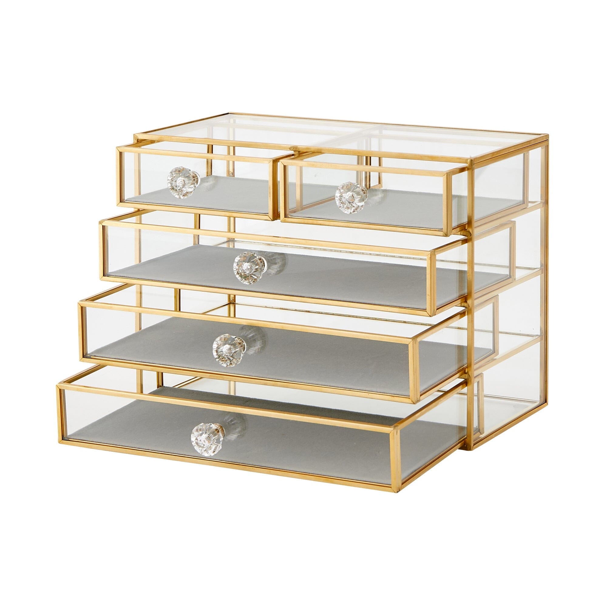 4-Section Glass Drawer Organizer for Jewelry, Makeup & Office Supplies - Perfect for Vanity, Bathroom & Closet Storage