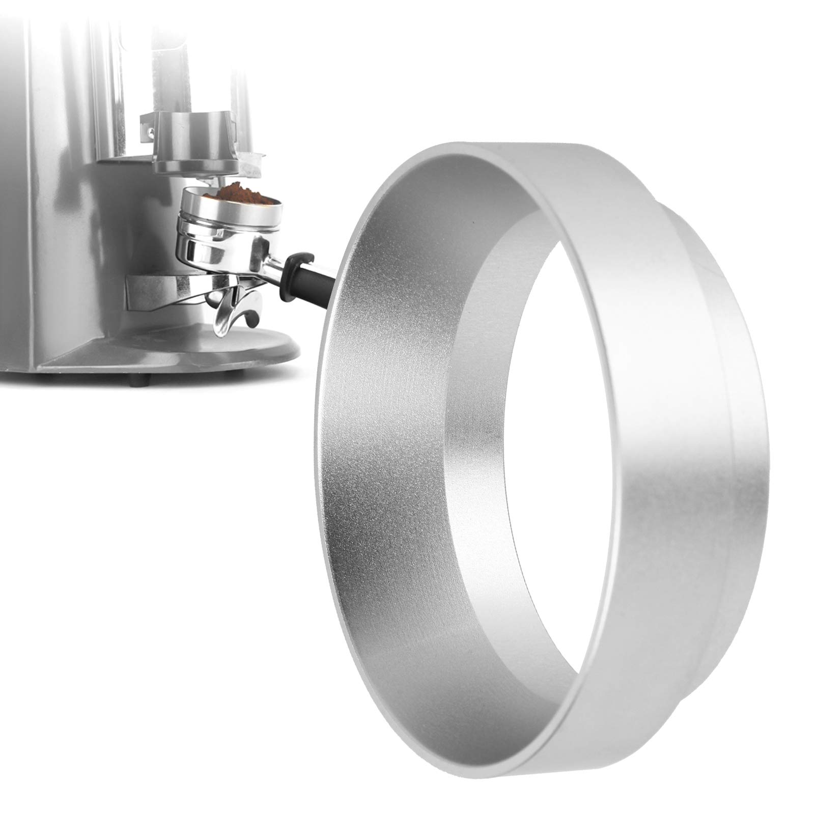 58MM Magnetic Dosing Funnel Ring - Premium Coffee Machine Accessory for Precise Dosing & Less Mess | Compatible with Espresso Machines | Perfect for Home Baristas & Coffee Shops (Silver)