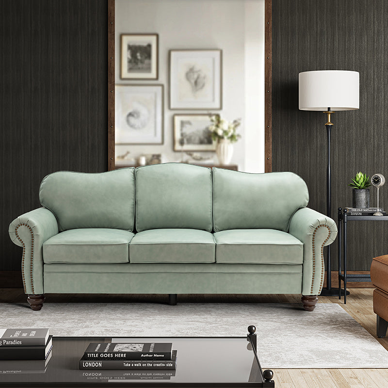 Flavio 81 Genuine Leather Sofa - Premium Full Grain Leather Couch for Living Room, Lounge & Office - Comfortable Modern Sectional Sofa with Sturdy Wood Frame