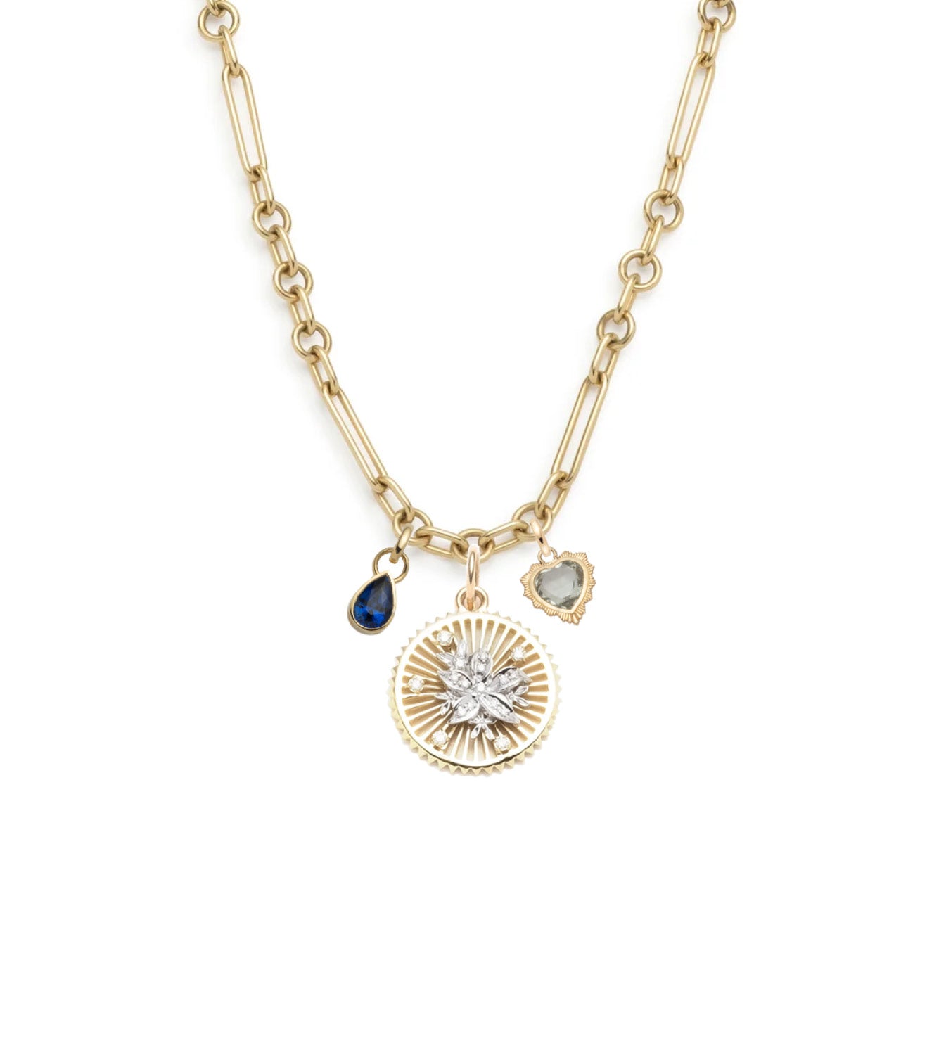 Resilient Gemstone Heart Pendant Necklace - Small Mixed Clip Chain for Women, Elegant Jewelry Gift for Valentine's Day, Anniversary & Special Occasions