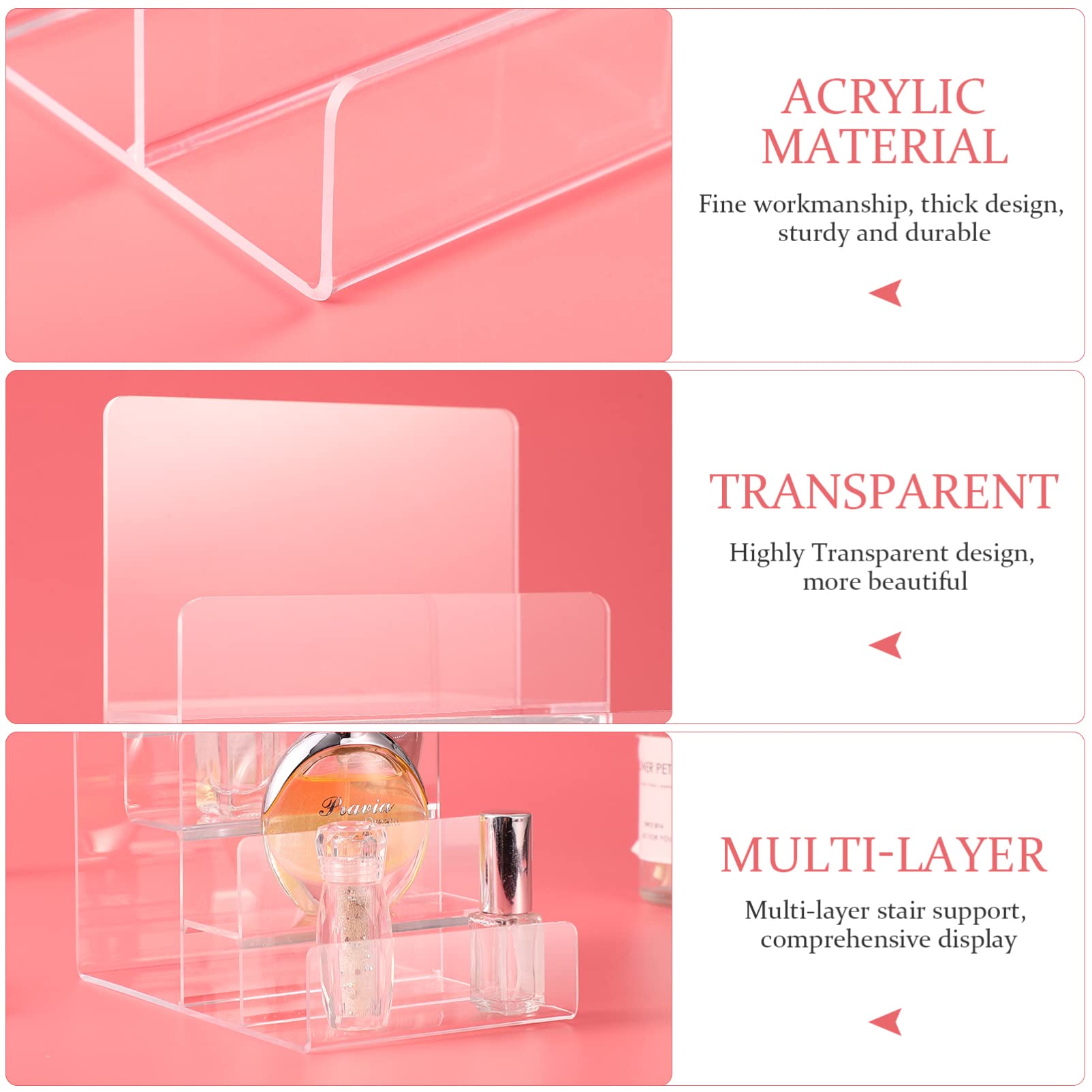 4 Tier Acrylic Perfume Organizer & Skincare Display Stand - Clear Vanity Organizer for Perfume Bottles, Makeup, Jewelry, Glasses & Small Accessories - Perfect for Bathroom Counter, Dresser Top & Beauty Salon Organization