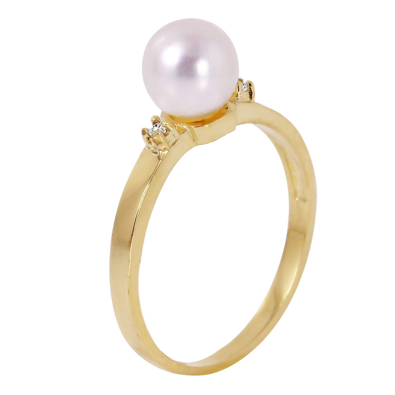 1.02 Carat 14K Solid Gold Ring with Natural Diamonds & Freshwater Pearl - Galaxy Gold GG Elegant Jewelry for Weddings, Anniversaries & Special Occasions