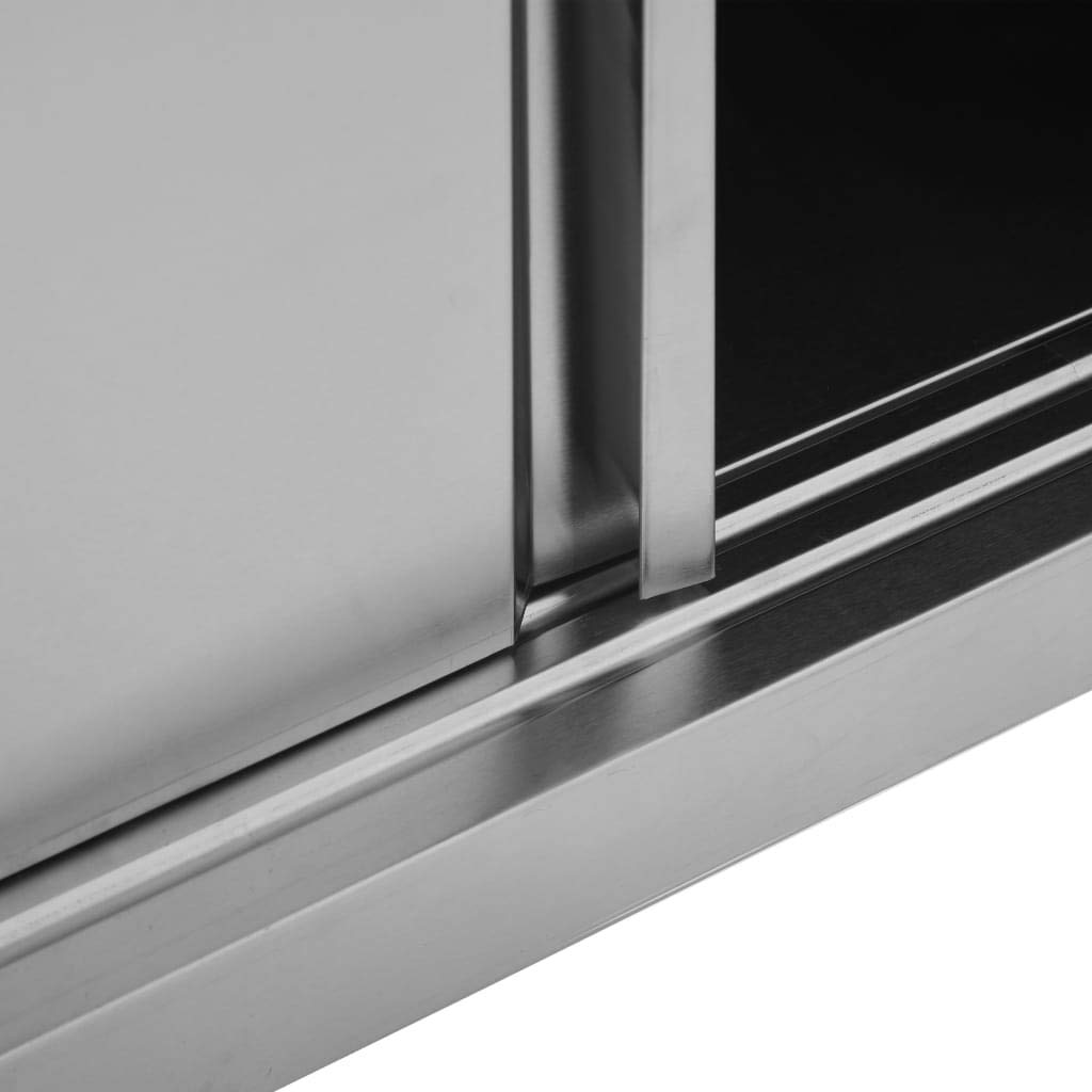 Stainless Steel Wall Cabinet with Sliding Doors - 35.4