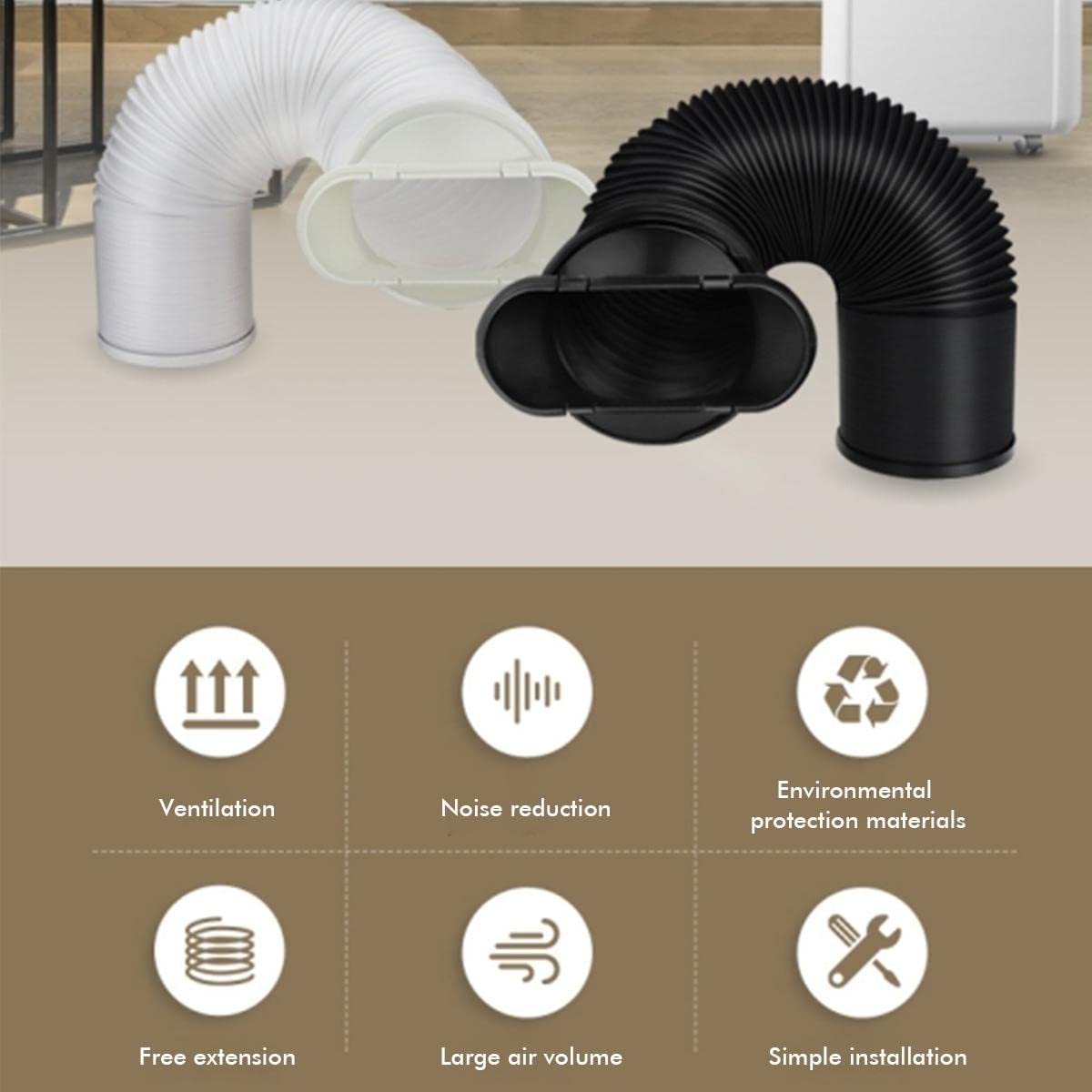 Universal Expandable Flat Mouth Air Conditioner Hose - Thickened Portable AC Exhaust Pipe Accessory for Window & Mobile AC Units | Perfect for Home, Office & RV Cooling
