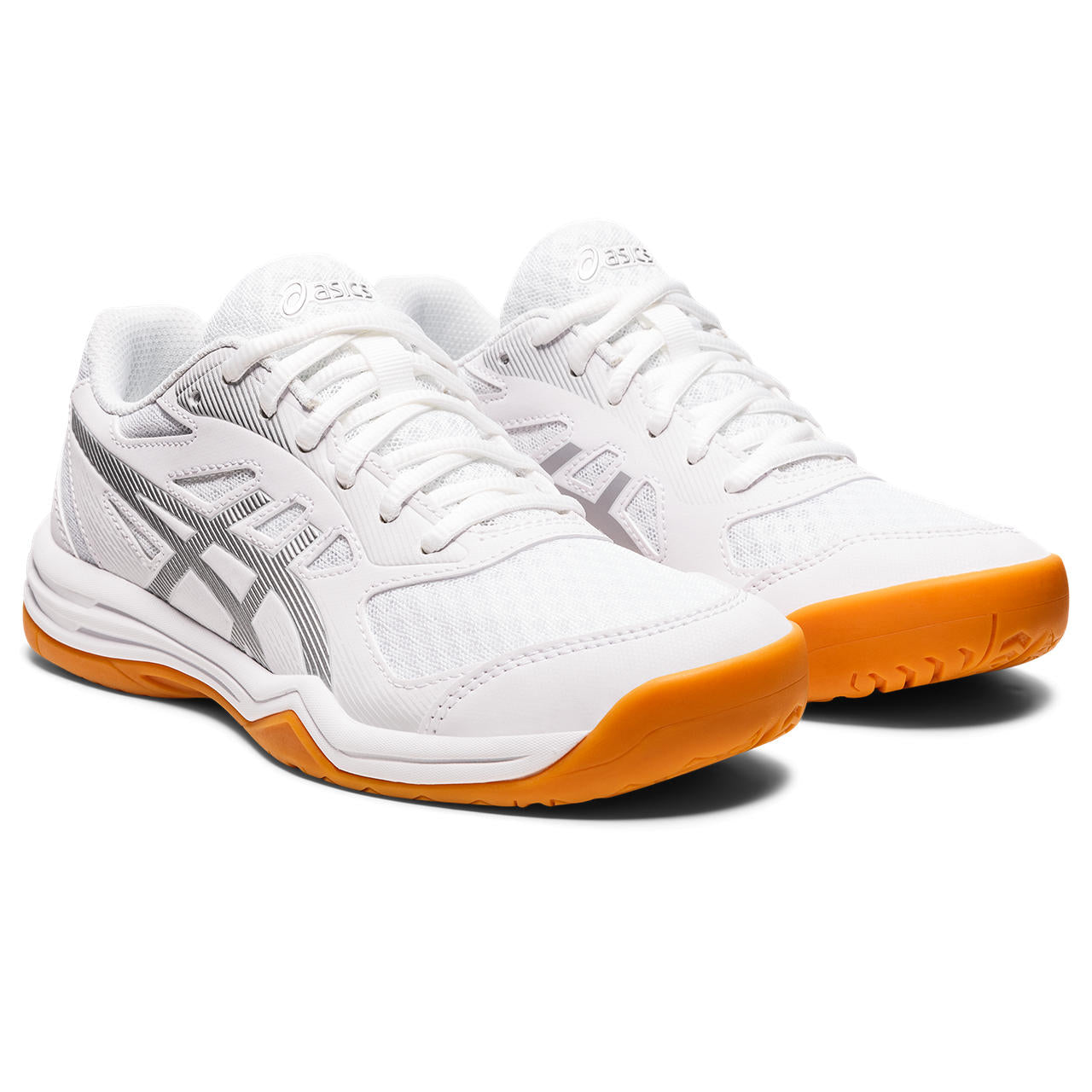 ASICS Upcourt 5 Women's Indoor Court Shoes - White/Pure Silver - Volleyball, Badminton & Squash Shoes for Women - Perfect for Gym, Training & Indoor Sports