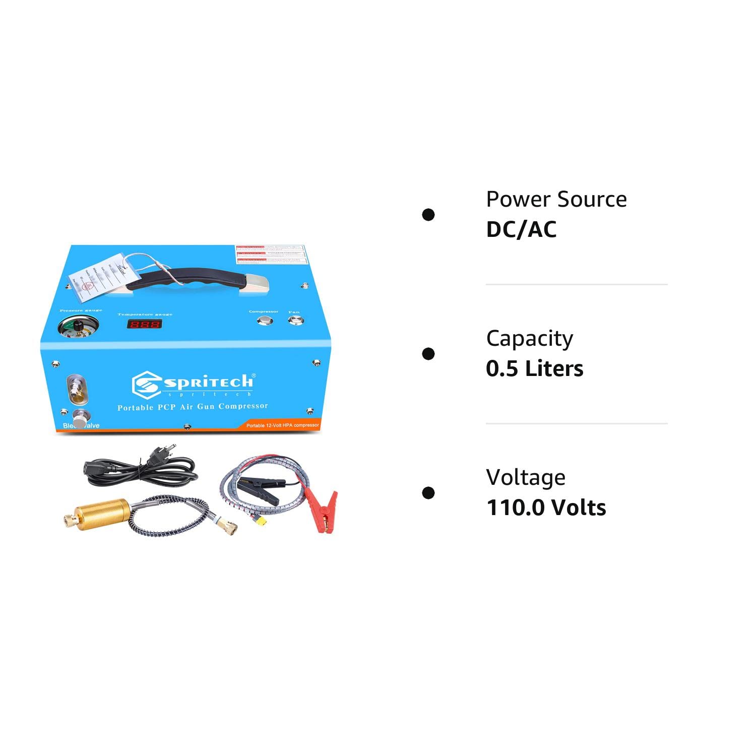 High-Pressure PCP Air Compressor 4500PSI/30MPA - Oil-Free & Water-Free with Auto-Shutoff, Built-in Power Adapter (110V AC/12V DC) - Perfect for Paintball, Airsoft & Air Gun Refilling - Includes Water/Oil Separator for Clean Air Supply
