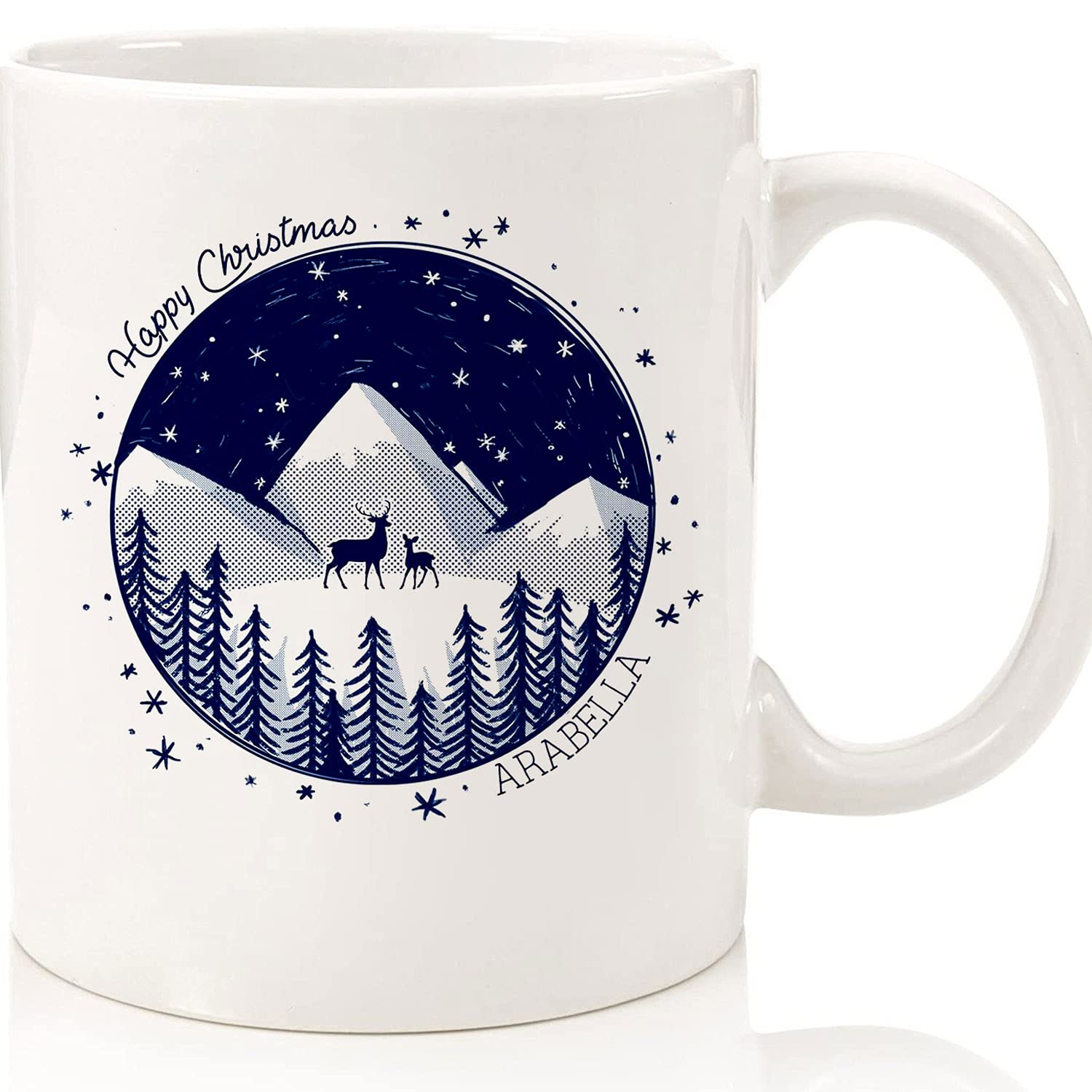 Personalized Christmas Mug with Winter Scene - 11oz & 15oz Ceramic Coffee Cup for Holiday Gifts | Perfect for Hot Cocoa, Tea & Coffee - Great Christmas Present for Her, Family & Friends