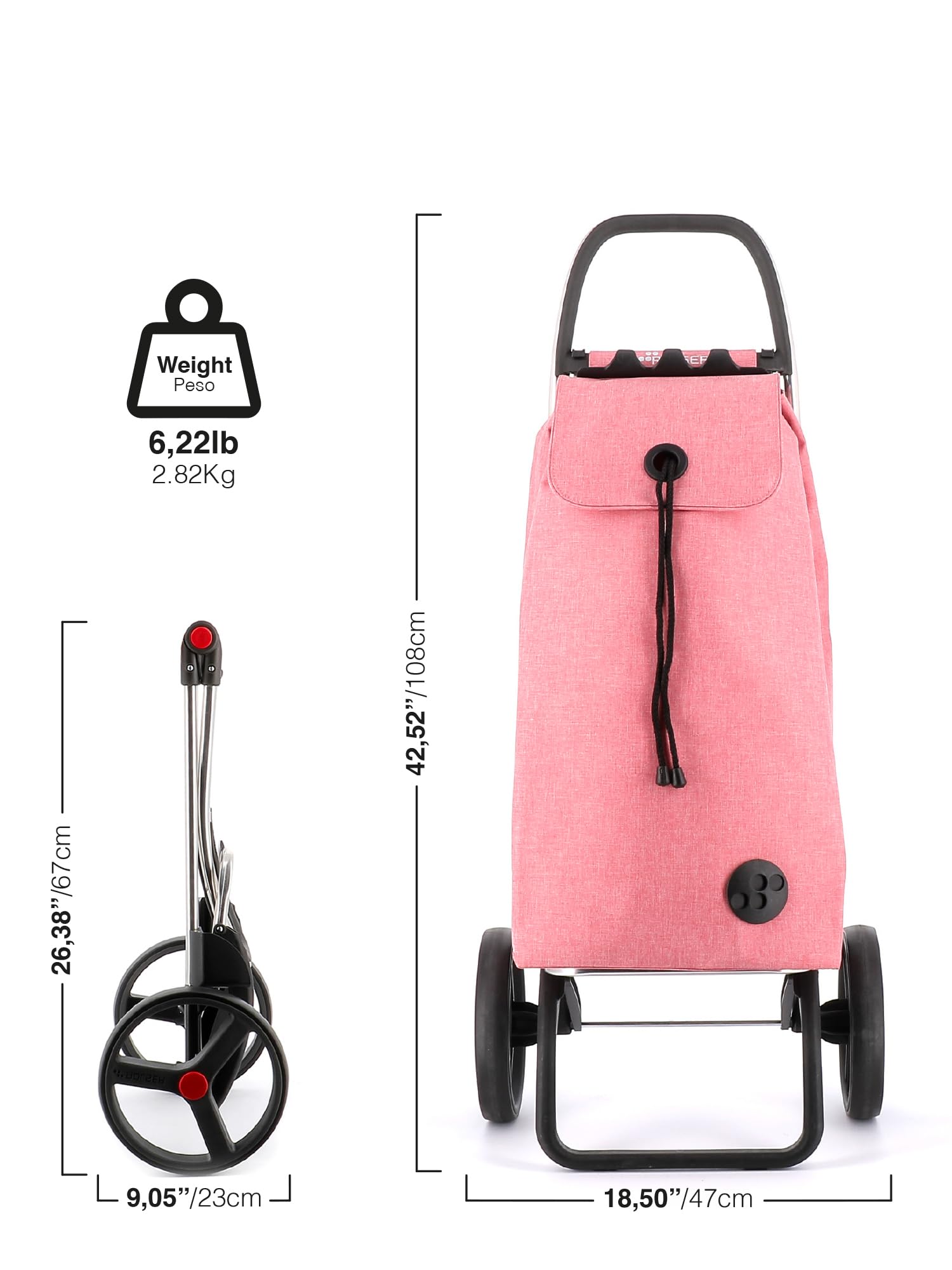 Foldable Grocery Shopping Cart with Wheels - Collapsible & Portable Folding Cart for Groceries, Heavy Duty Metal Frame, Lightweight Design | Perfect for Supermarket Trips, Farmers Market, Apartment Living & Senior Shopping