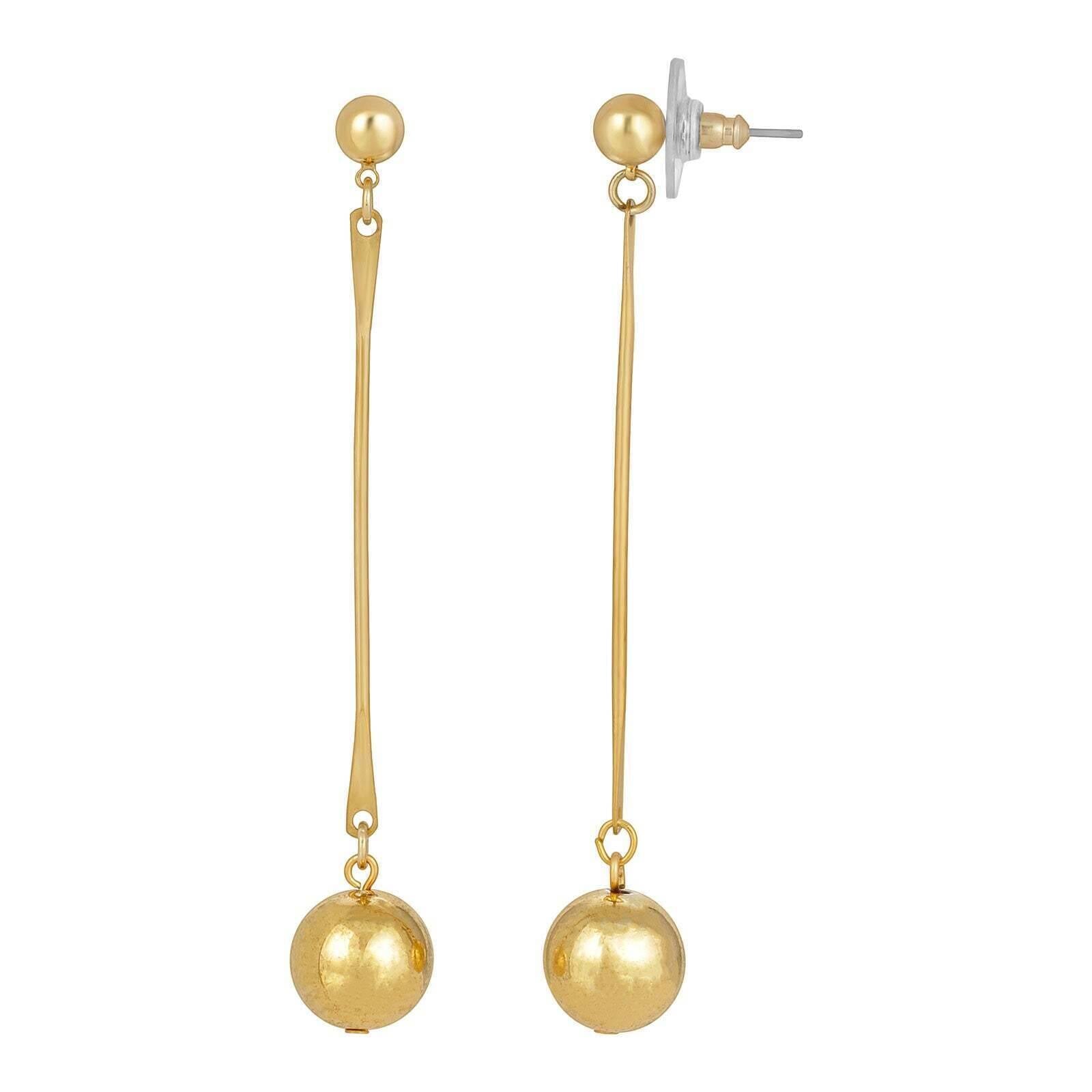 1928 Jewelry Classic Linear Gold Drop Earrings for Women - Elegant Dangle Earrings for Party, Wedding & Evening Wear