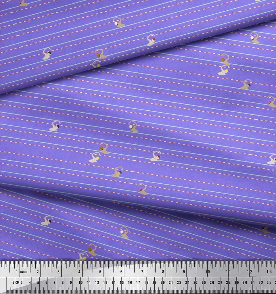 Soimoi Rayon Purple Fabric by The Yard - 56 Inch Wide Printed Fabric for Swimwear, Activewear & Sports Apparel - Perfect for Swimming Pool Races, Poolside Sprints & Athletic Performance Wear