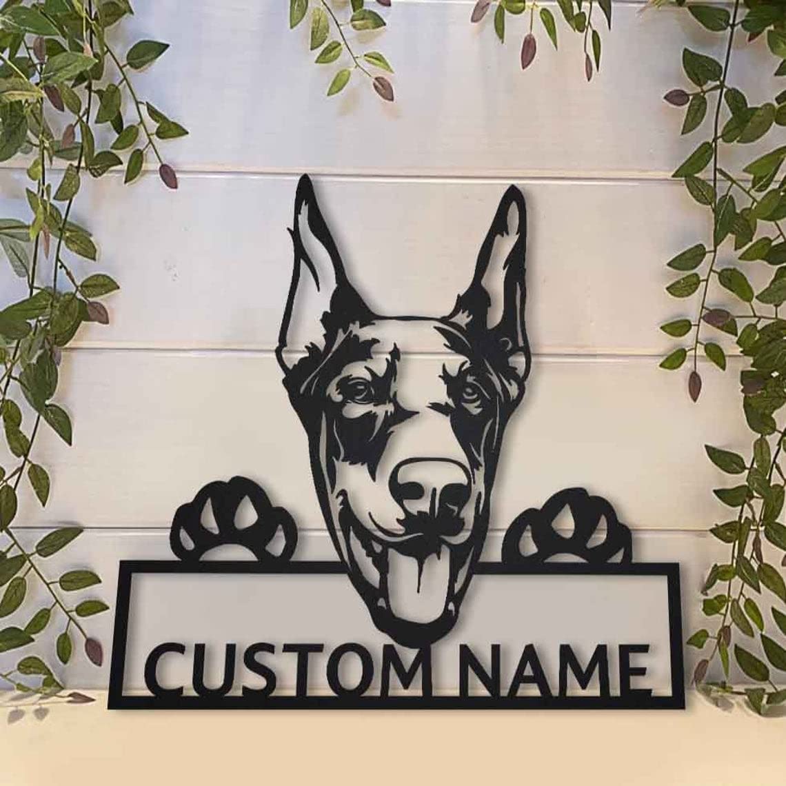 Custom Doberman Dog Wooden Sign - Personalized Pet Memorial Art - Funny Doberman Gifts for Dog Lovers - Home Decor for Living Room, Office & Dog House