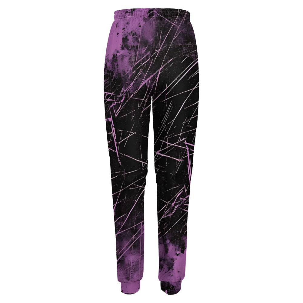 Stylish Purple and Black Sweatpants for Men & Women - Comfortable Lounge Pants for Yoga, Running, Gym Workouts & Casual Wear