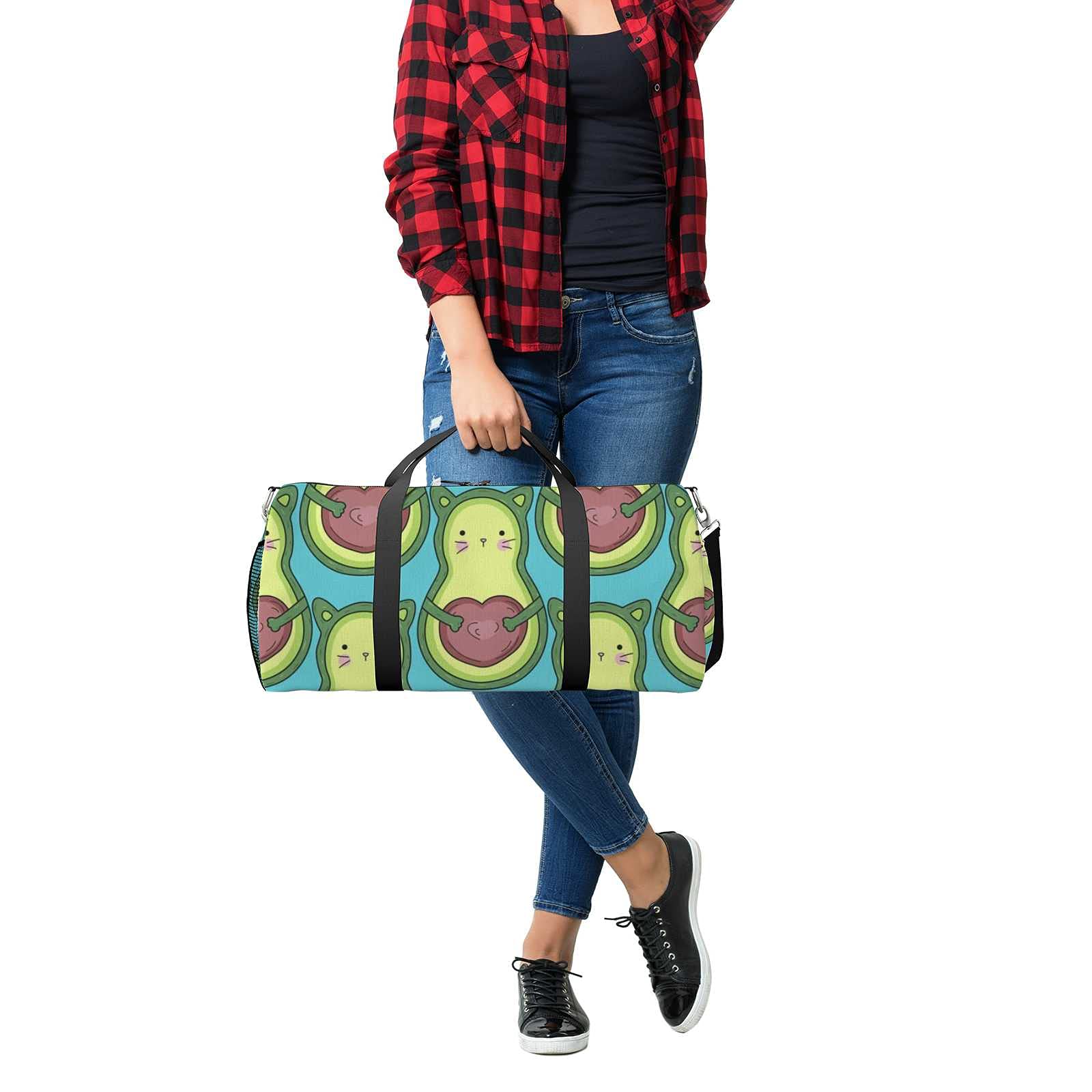 Waterproof Lightweight Gym Bag for Women & Men - Hand Drawn Cat Pattern Duffle Bag, Carry-On Travel Duffel with Boarding Grips | Perfect for Workouts, Travel, Yoga & Sports