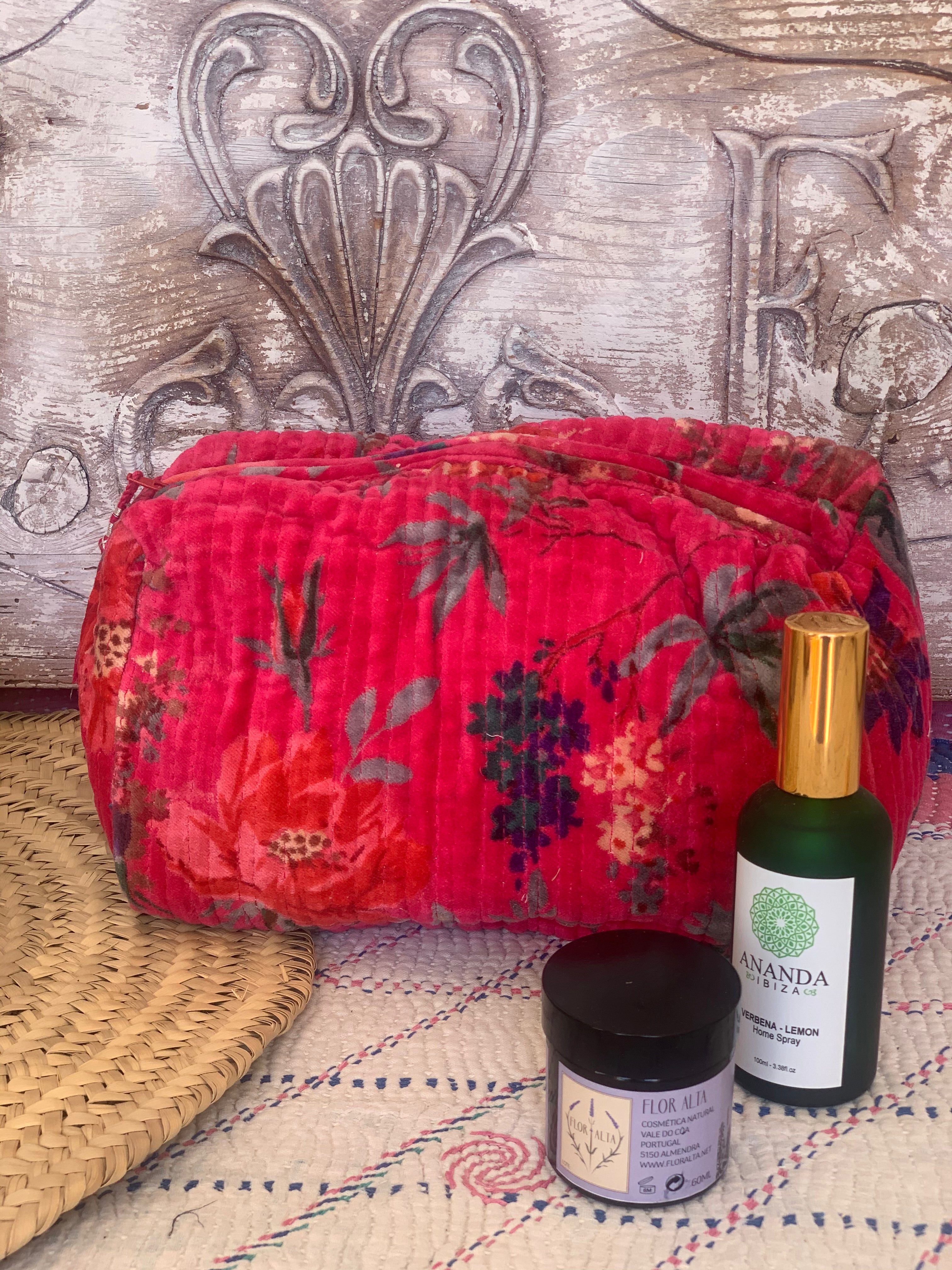 Luxury Large Velvet Cosmetic Bag from Ibiza - Perfect for Travel, Makeup Storage & Gift Ideas