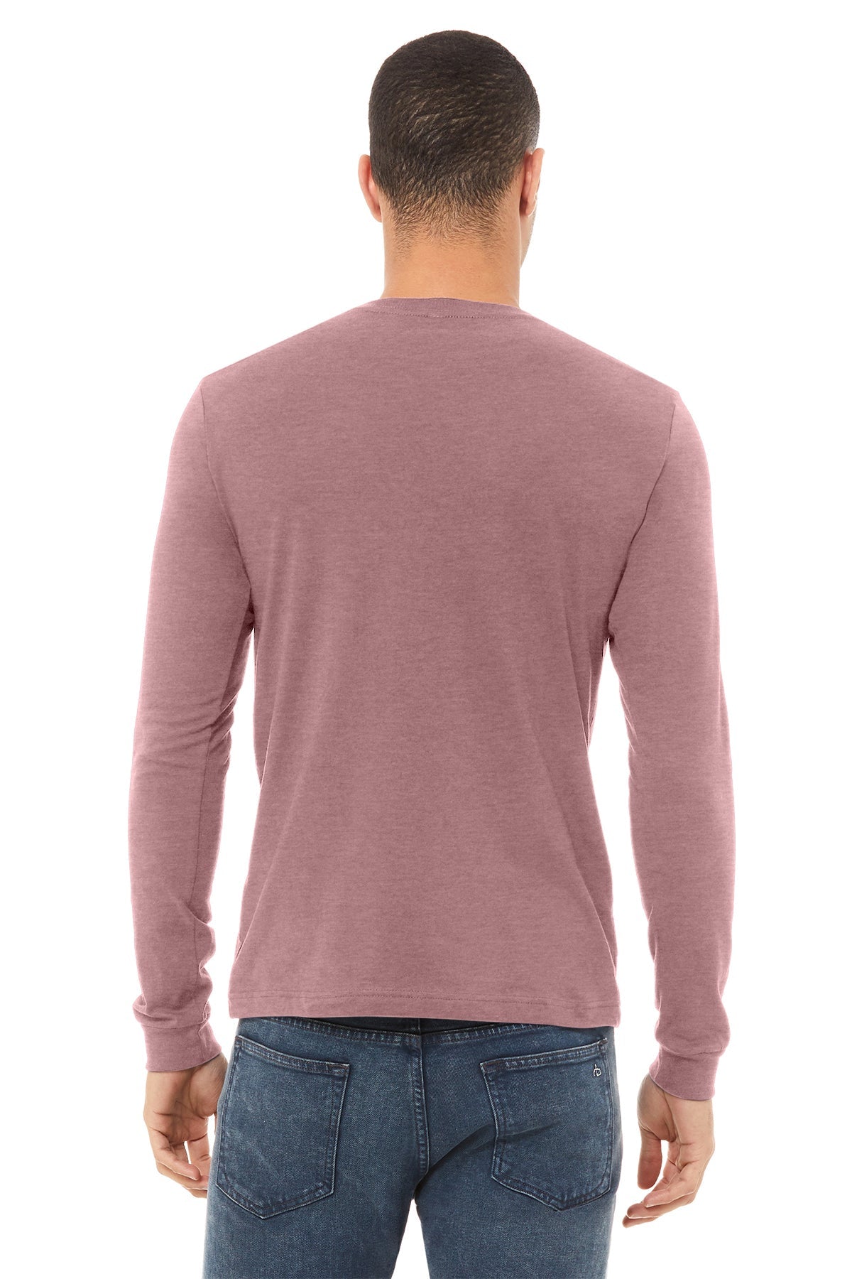 Bella Canvas Unisex Heather Long Sleeve T-Shirt - Soft Cotton Crewneck Tee for Men & Women - Mauve | Casual Wear, Layering, Everyday Comfort