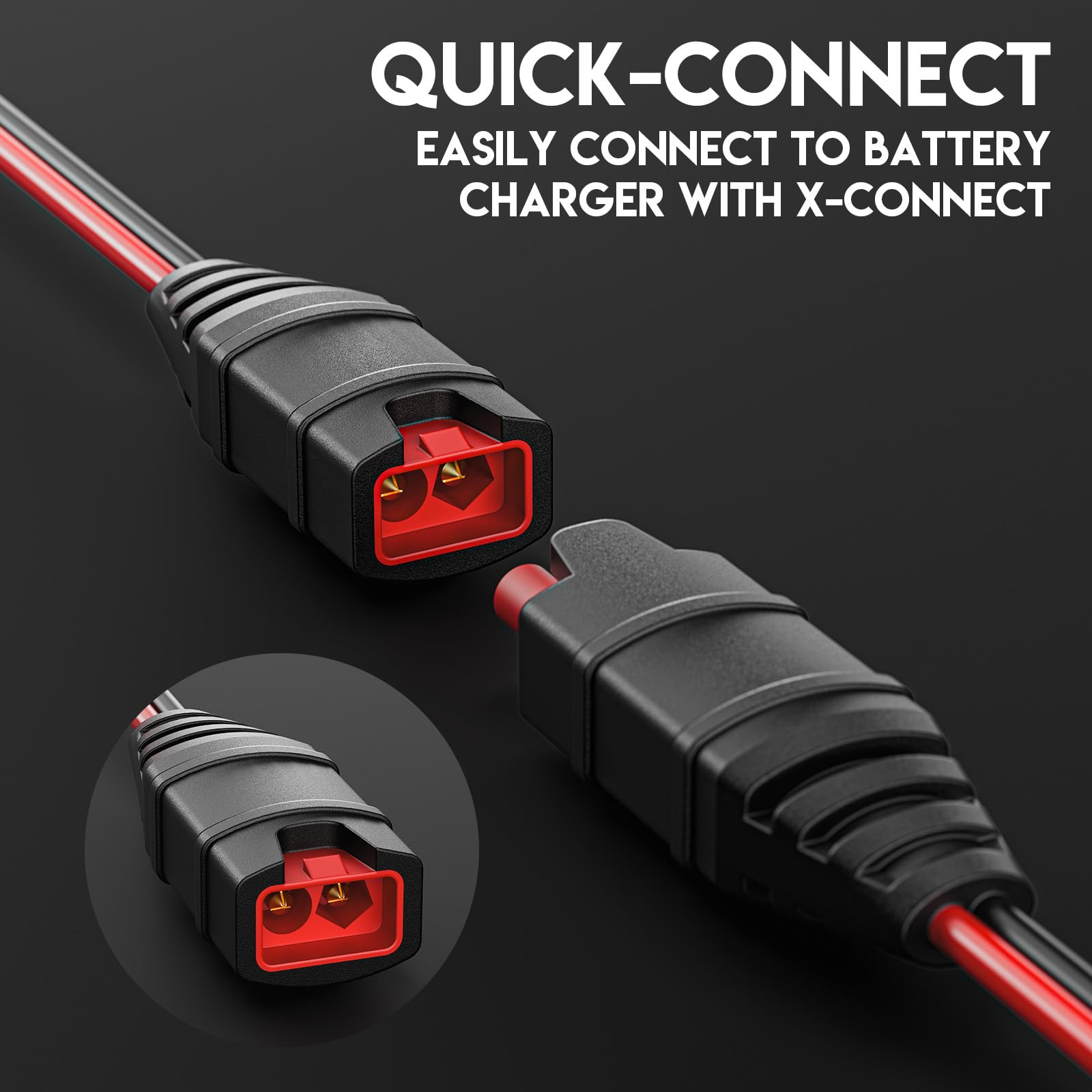 16 AWG Wire Harness with X-Connect & M10 XL Eyelet Terminals - Compatible with NOCO Battery Charger & Battery Tender - Extension Cable & Accessories for Car, Boat, RV & Motorcycle Battery Maintenance