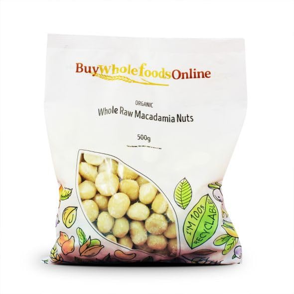 Organic Raw Macadamia Nuts Whole (500g) | Premium Quality Whole Foods Snack | Perfect for Baking, Trail Mix & Healthy Snacking