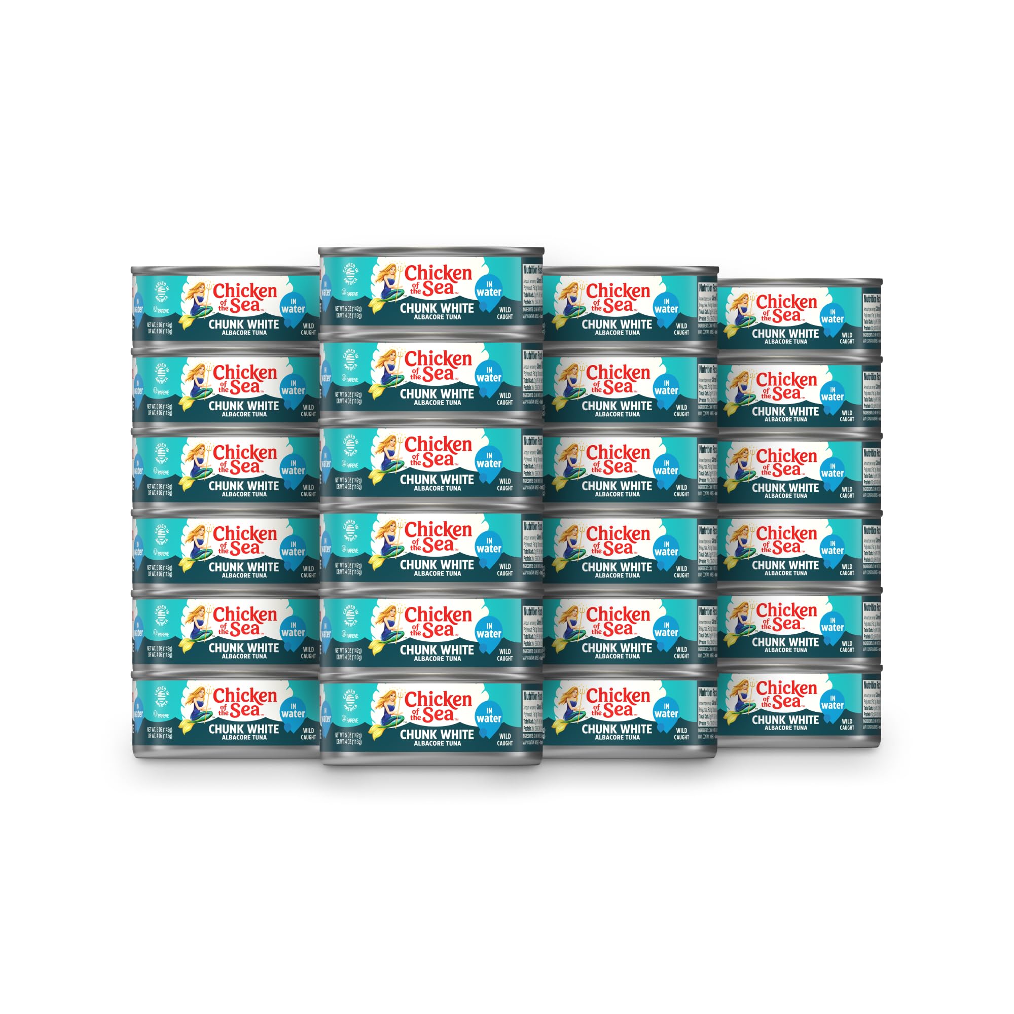 Chicken of the Sea Wild Caught Chunk White Albacore Tuna in Water - 24 Pack (5 oz Cans, 6 Packs of 4-Count) | High Protein Canned Tuna for Salads, Sandwiches & Quick Meals | Keto & Paleo Friendly