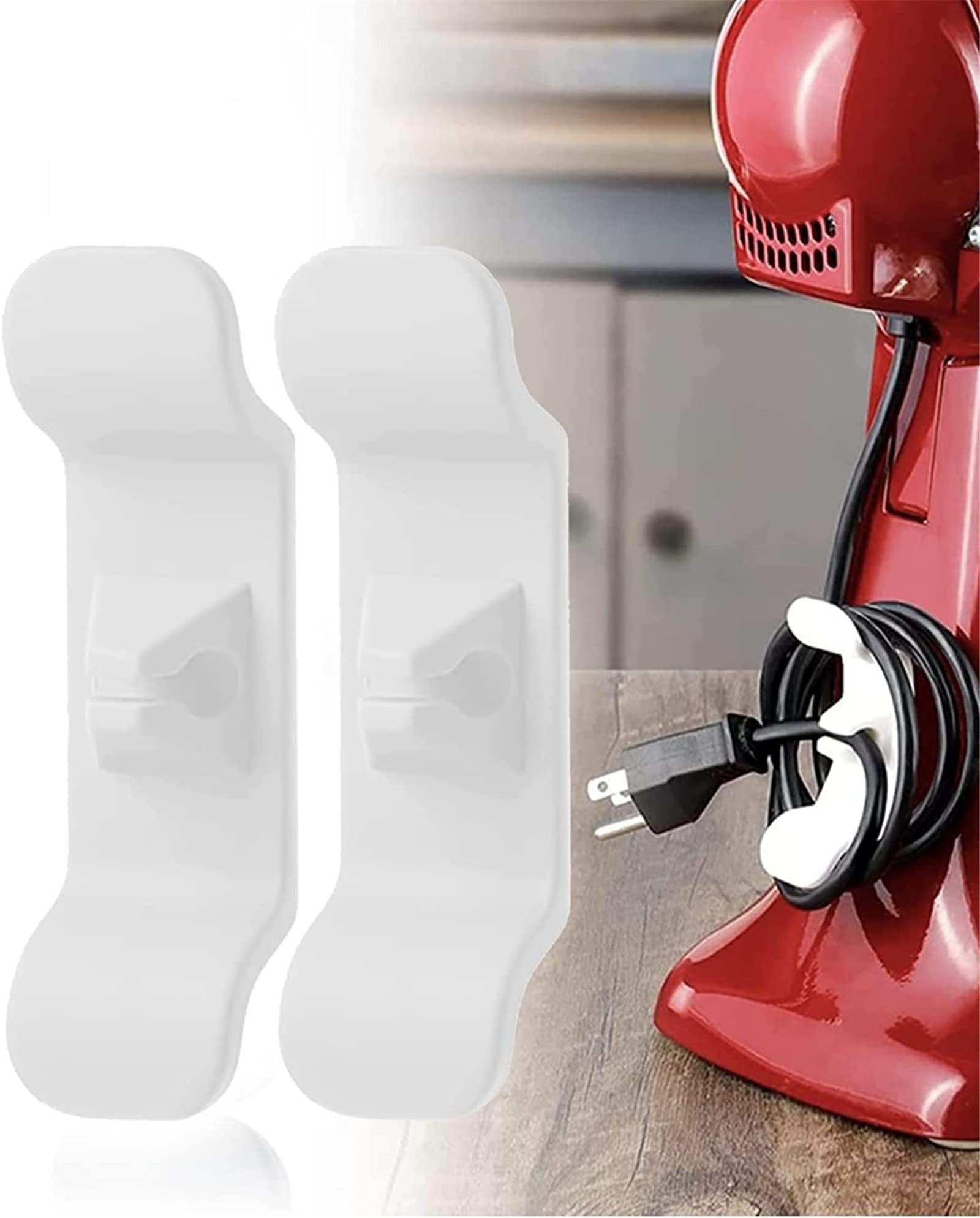 **Assote Kitchen Mixer Cord Organizer - 2 Pack White, Space-Saving Appliance Wire Storage & Fixing Hider Tool for Blenders, Mixers, Toasters - Perfect for Neat Countertops & Organized Kitchens**