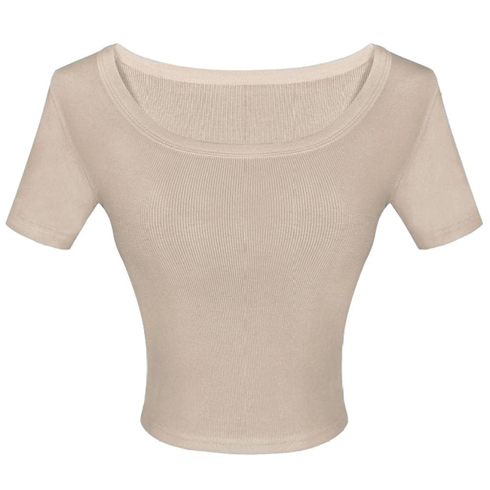 Sexy Square Neck Crop Top for Women - Short Sleeve Summer Fashion T-Shirt - Perfect for Casual Wear, Beach Outfits, and Night Out