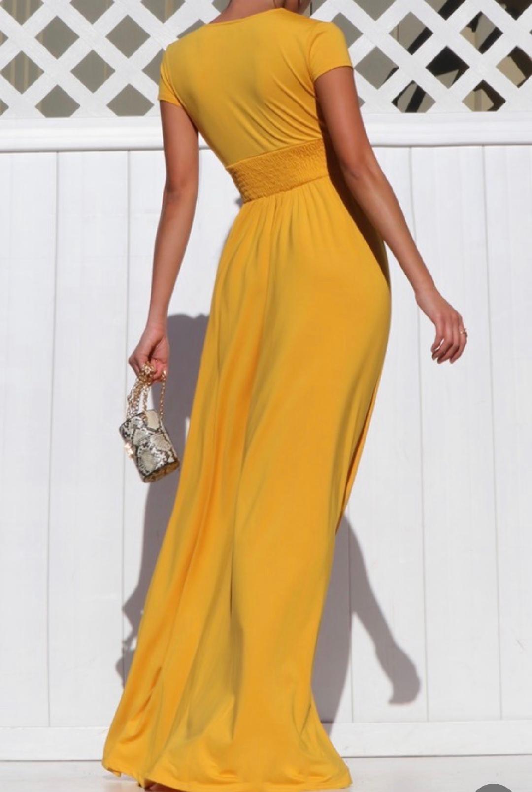 Kiley Women's Elegant Draped Waistband Maxi Dress with High Slit - Perfect for Evening Parties, Weddings & Special Occasions