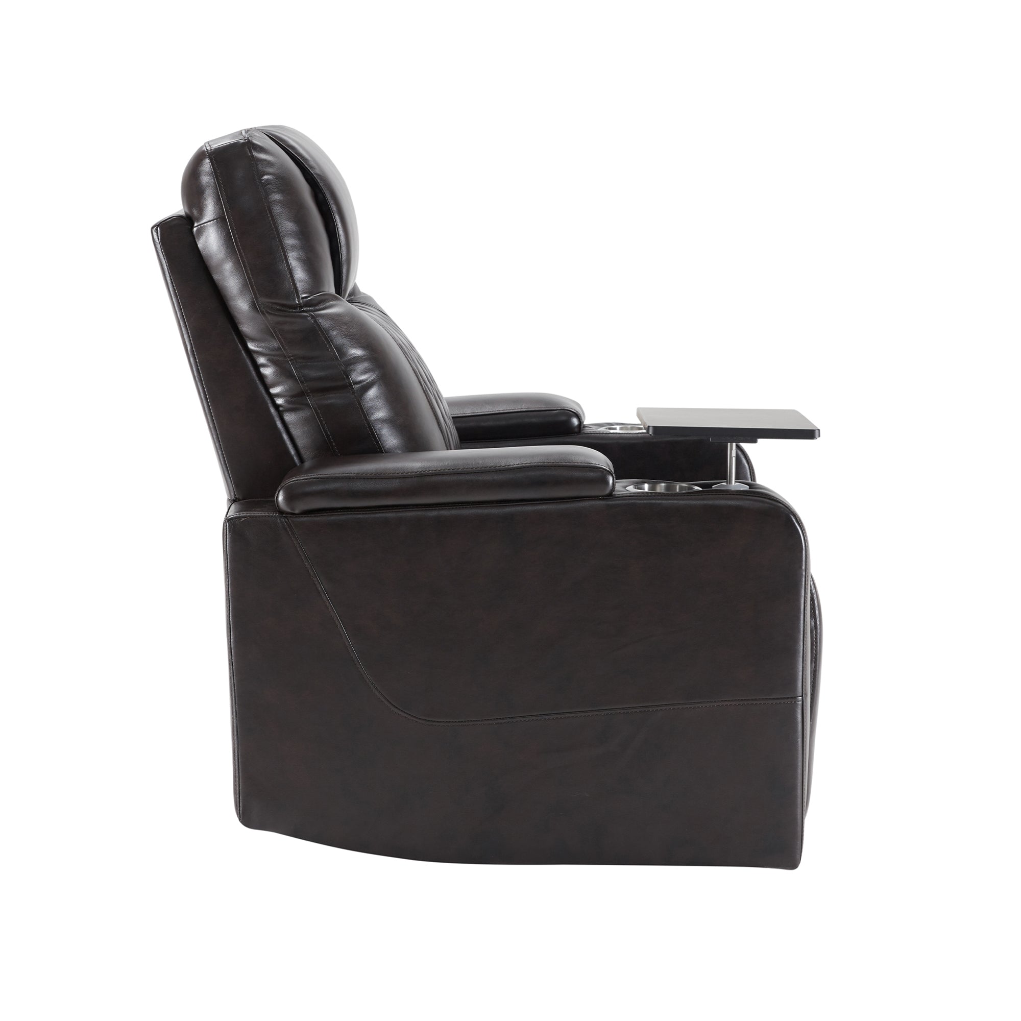 Power Motion Recliner Chair with USB Charging Port, Hidden Arm Storage, 2 Cup Holders & 360° Swivel Tray Table - Black - Perfect for Living Room, Home Theater & Office Relaxation