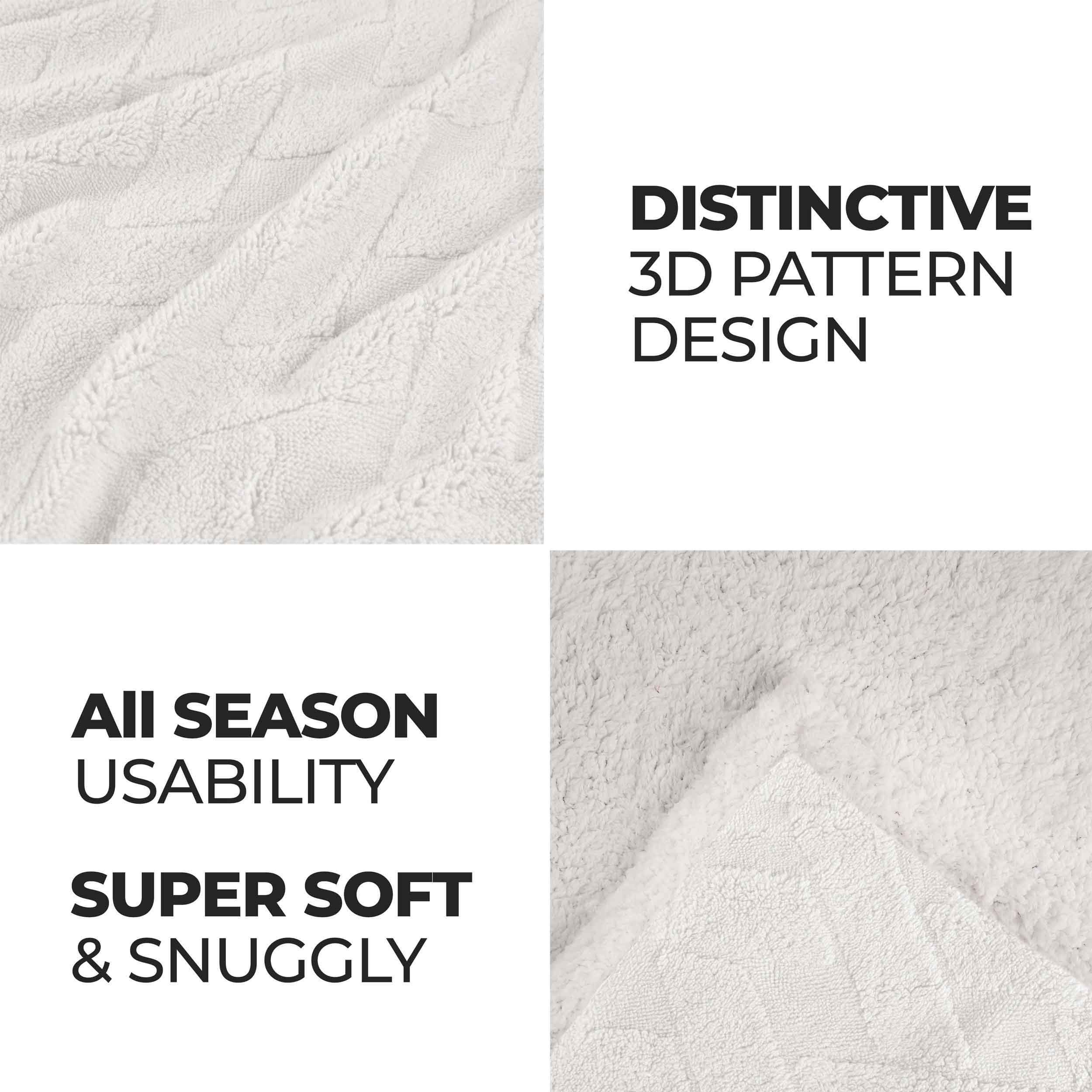 Nuuk Reversible Jacquard Lattice Plush Sherpa Fleece Blanket - Soft Cozy Throw for Couch, Bed & Travel - Perfect for Winter Nights, Camping & Home Decor