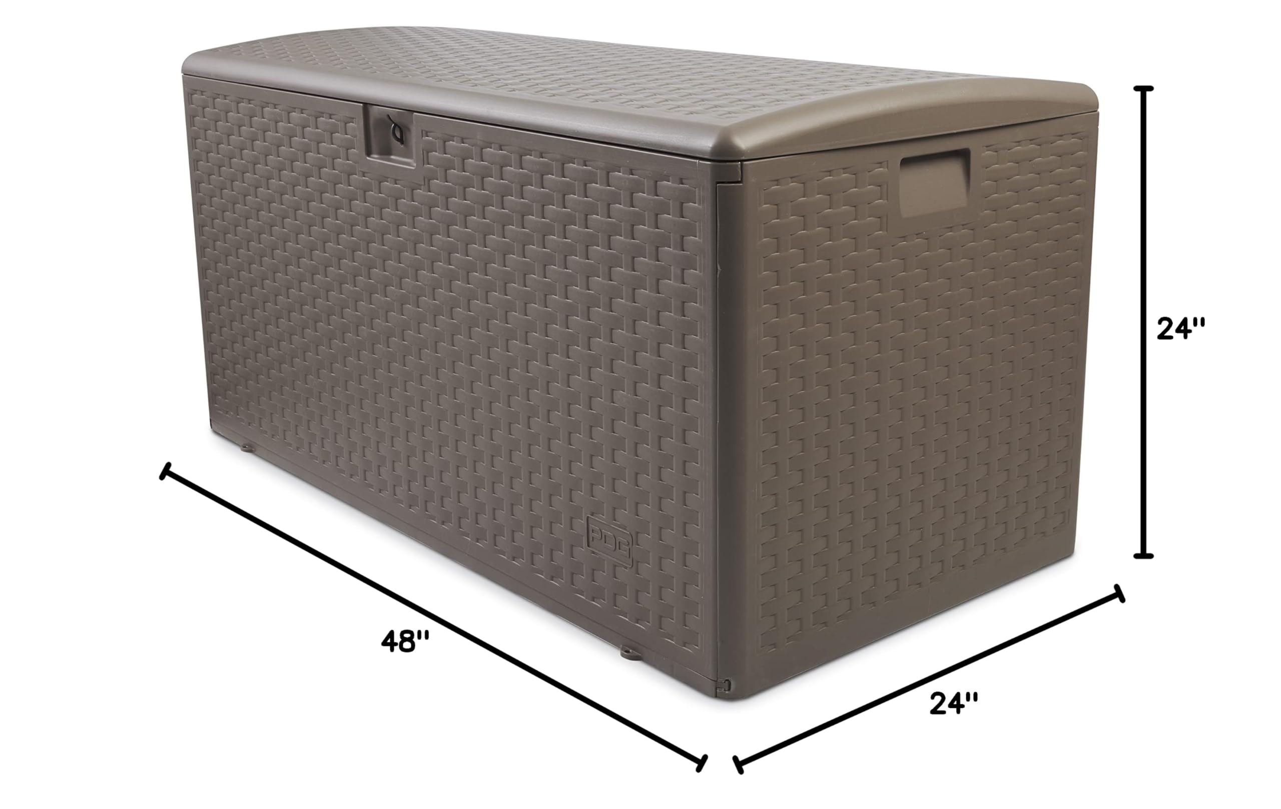 99 Gallon Driftwood Outdoor Storage Deck Box with Standard Close - Weatherproof Plastic Deck Box for Patio, Garden & Backyard Organization