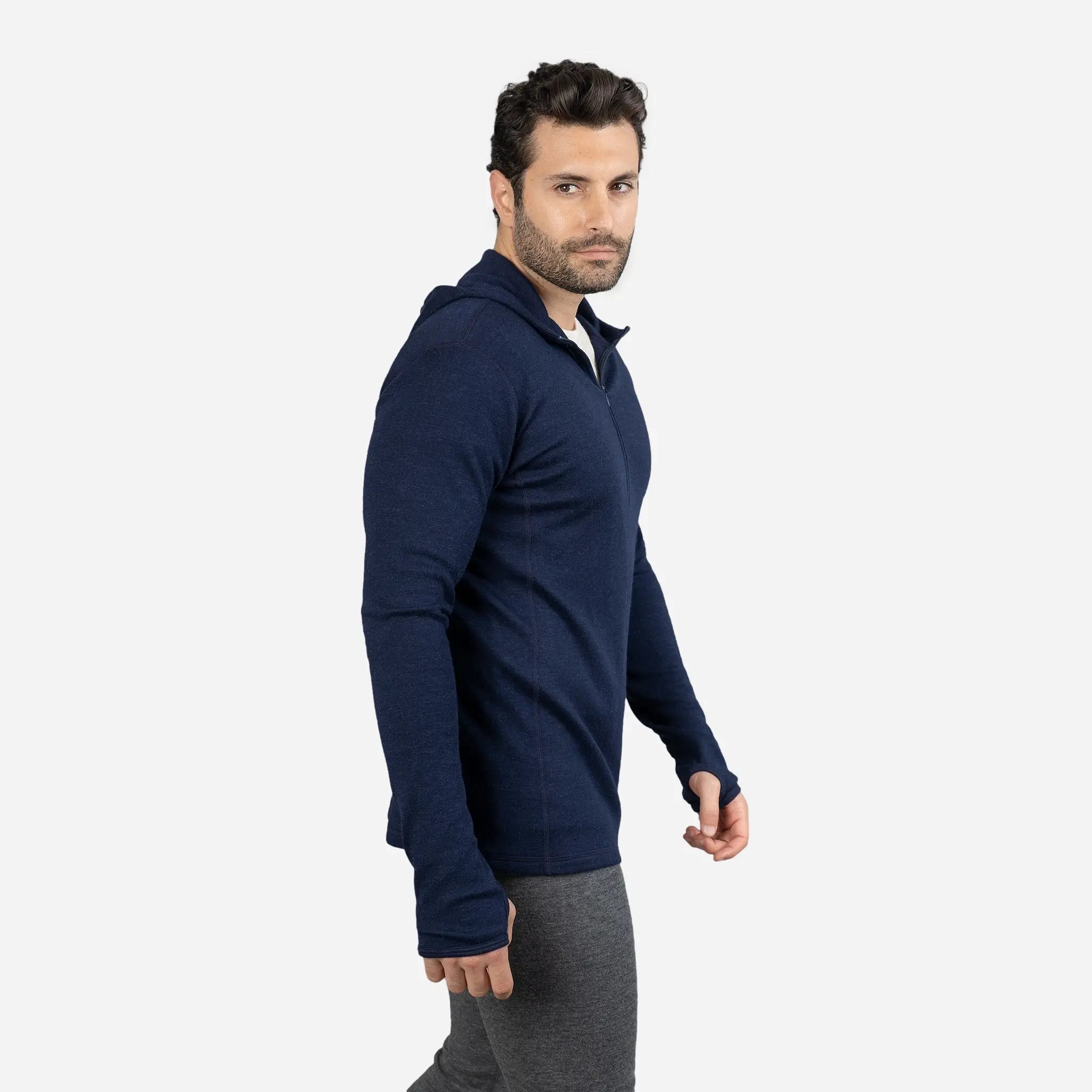 Men's Alpaca Wool Hoodie - 300 Lightweight Half Zip Pullover for Outdoor Hiking & Winter Travel | Soft Thermal Fleece Sweatshirt